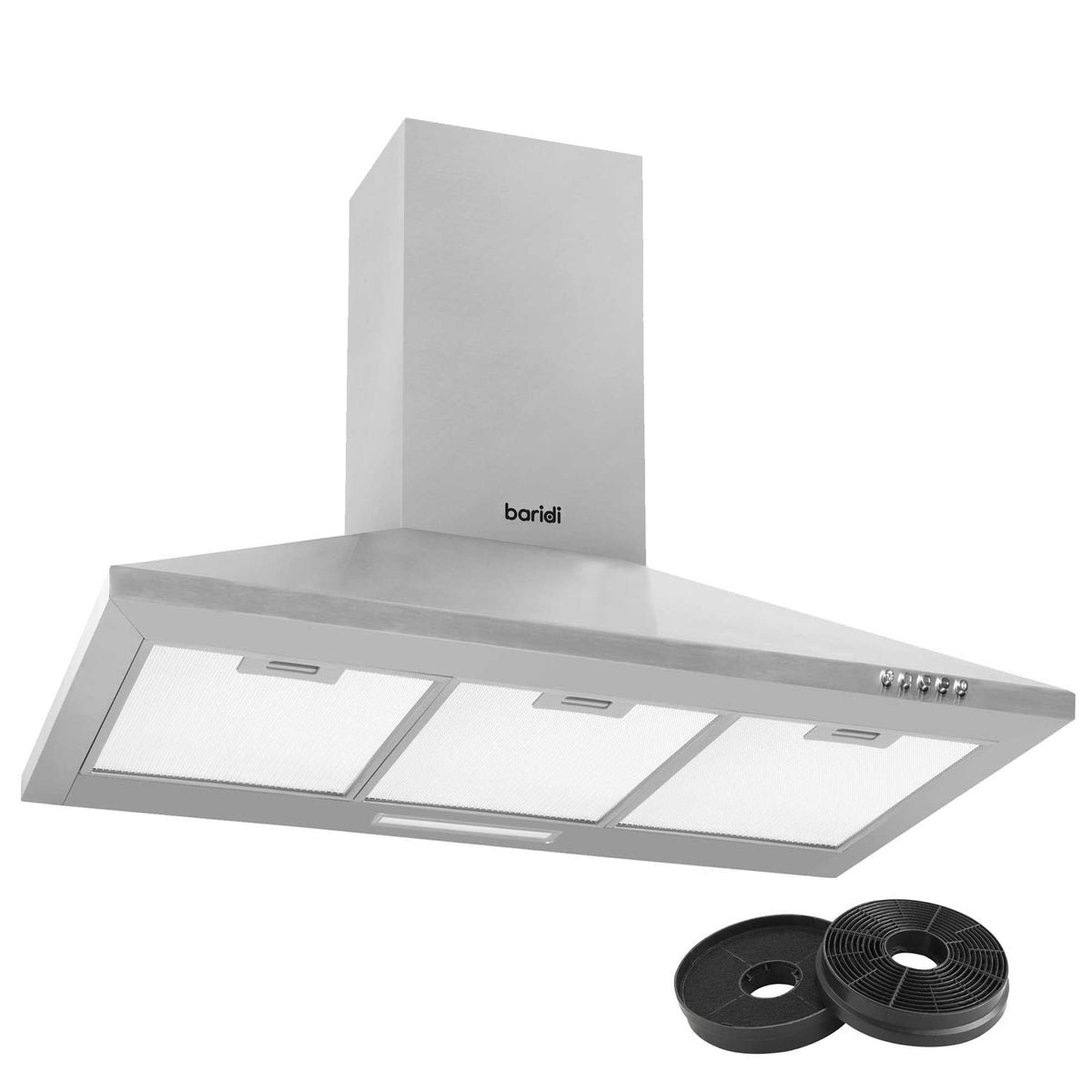 Baridi 90cm Chimney Cooker Hood - Stainless Steel
