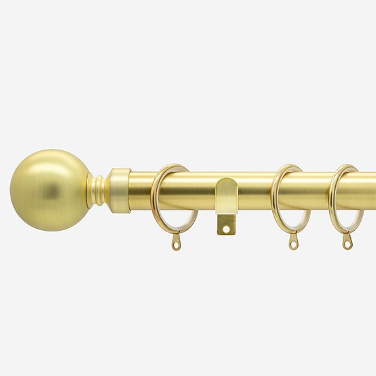 New Edge Blinds Brushed Gold 28mm Ball Fixed Metal Curtain Pole - 230cm