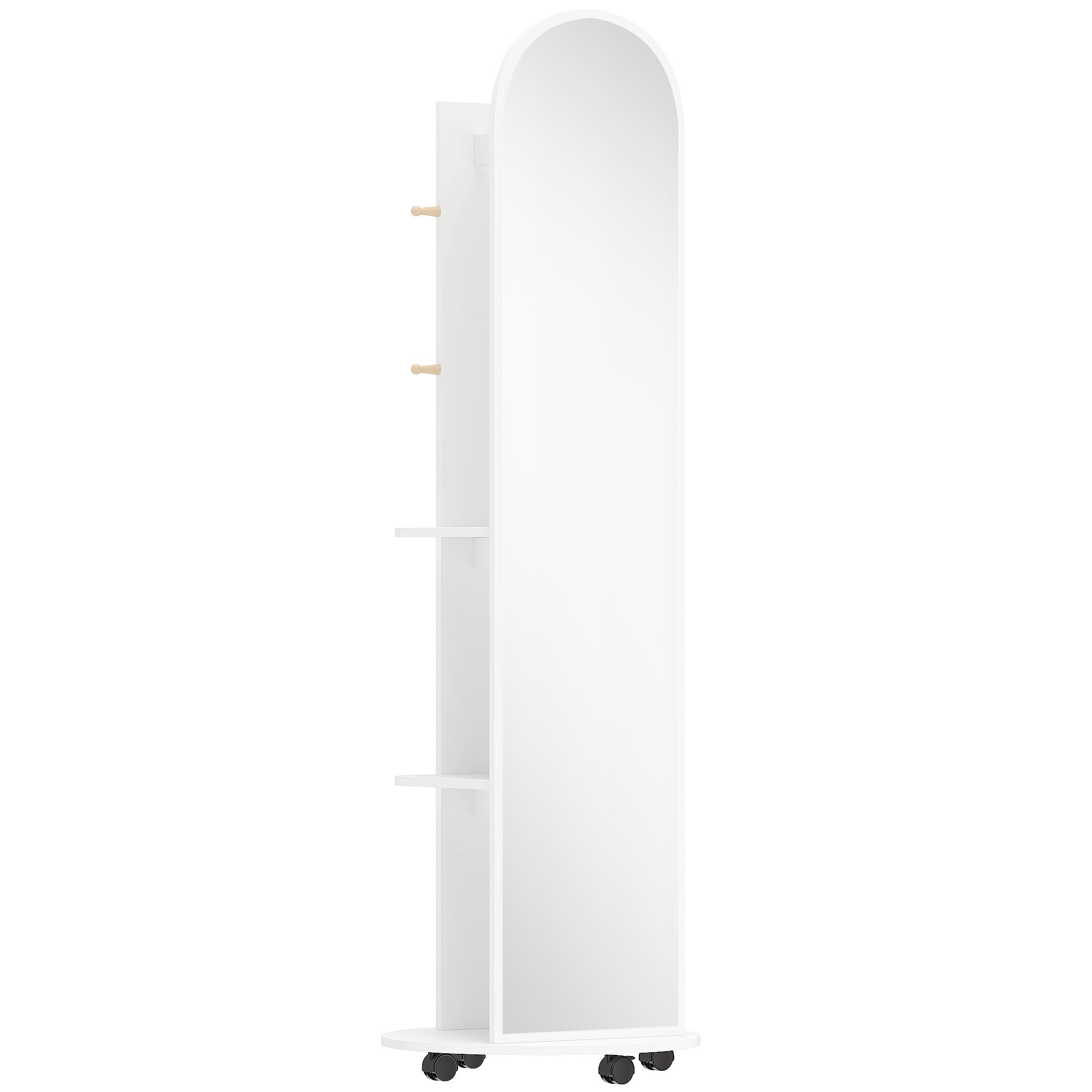 HOMCOM Mobile Wooden Full Length Mirror - White
