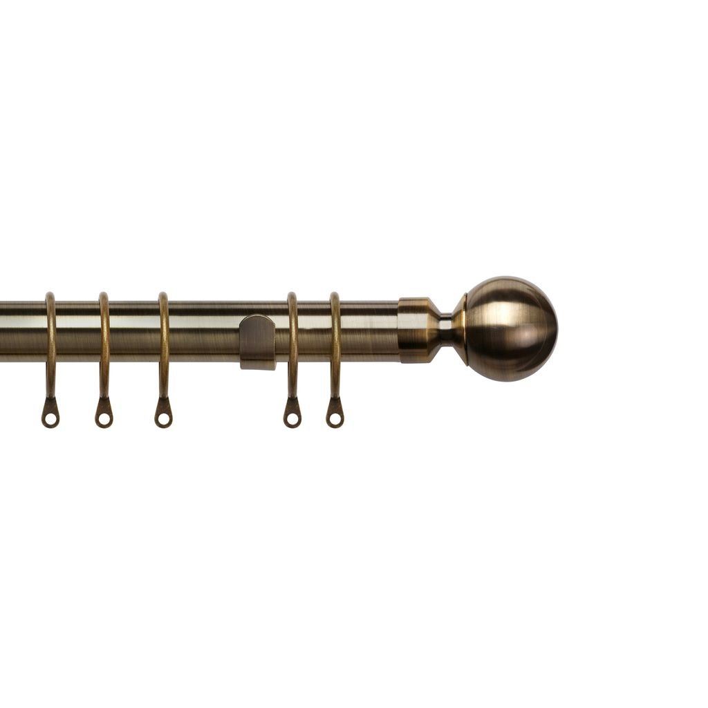 New Edge Blinds 25-28mm Brass Extendable Ball Curtain Pole - 200cm - 380cm