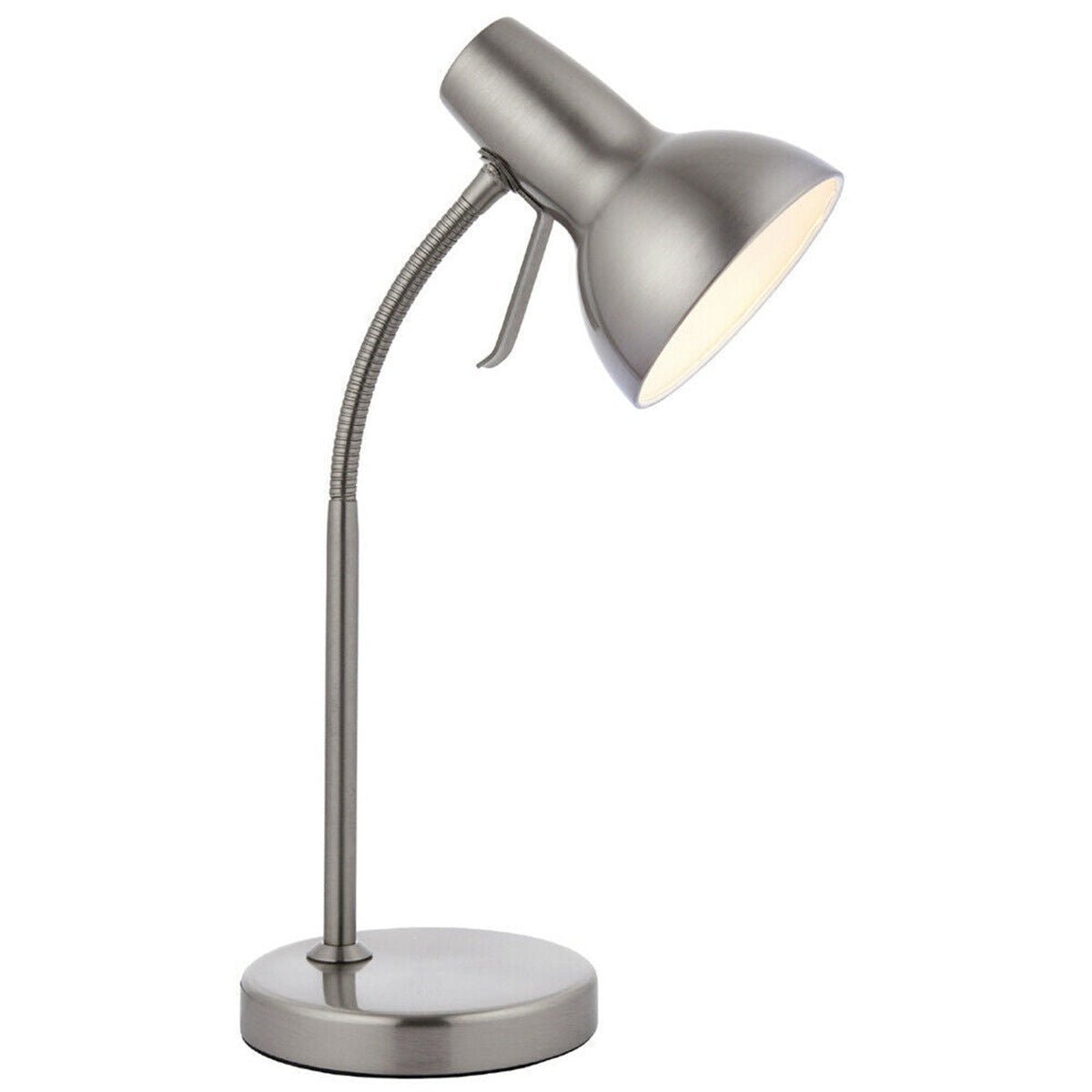 Loops Direct LED Steel Desk Lamp - Satin Nickel and Gloss White
