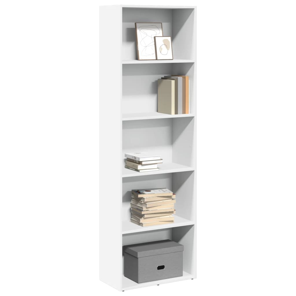 Walplus Engineered Wood Bookcase - White - 60 x 30 x 189 cm