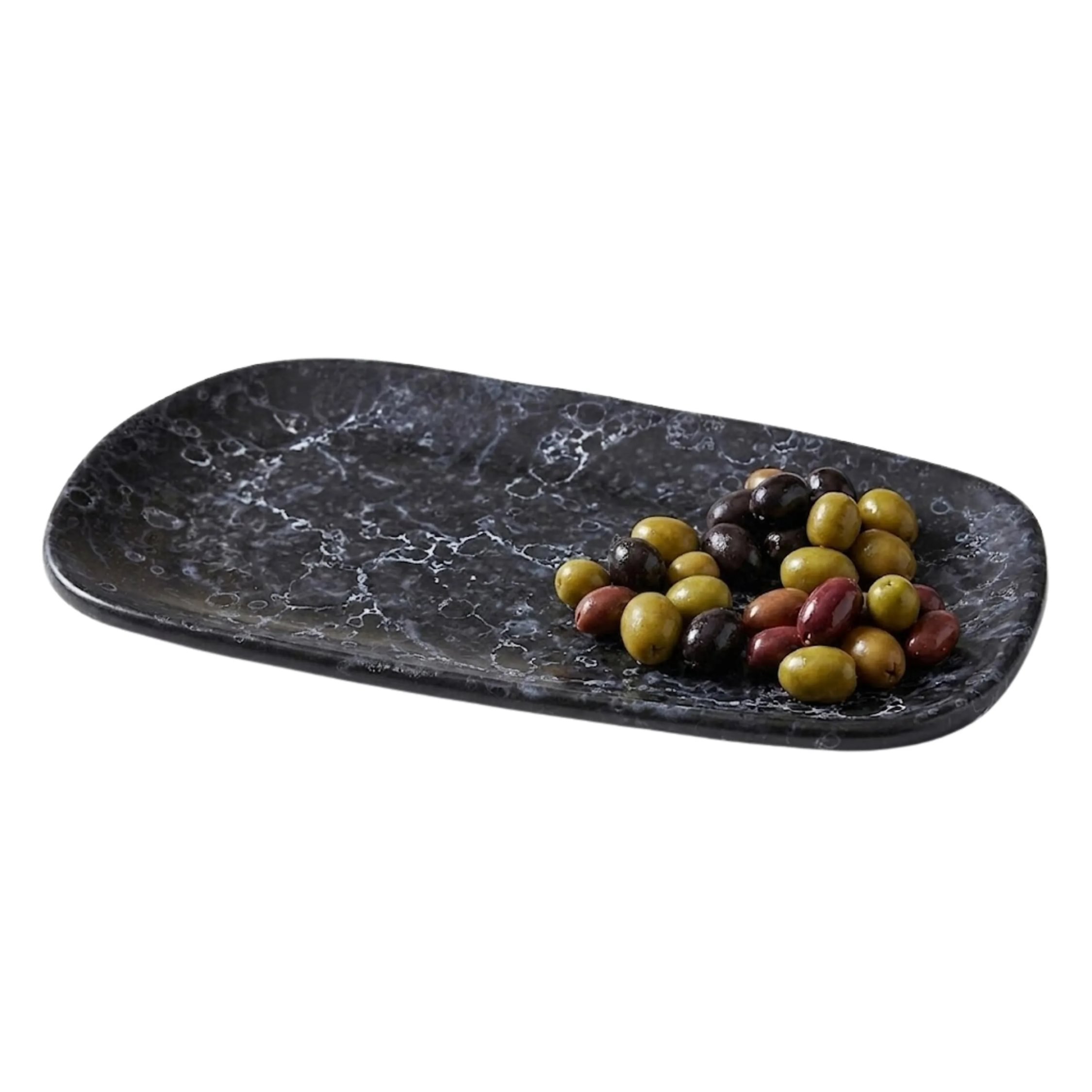 Orsina Hygge Small Marble Effect Serving Platter - Black