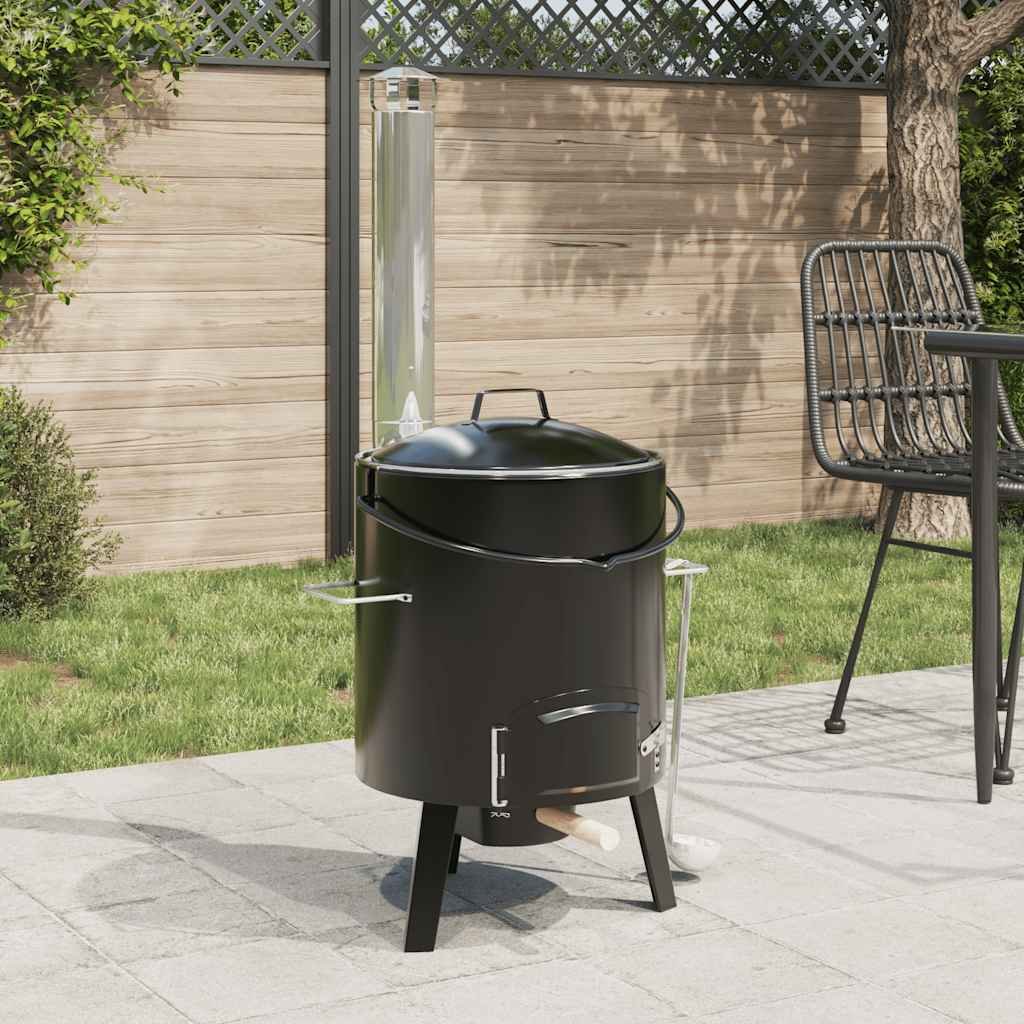 Walplus Goulash Cannon with Chimney and Lid - Black - 52 x 47 x 96.5 cm