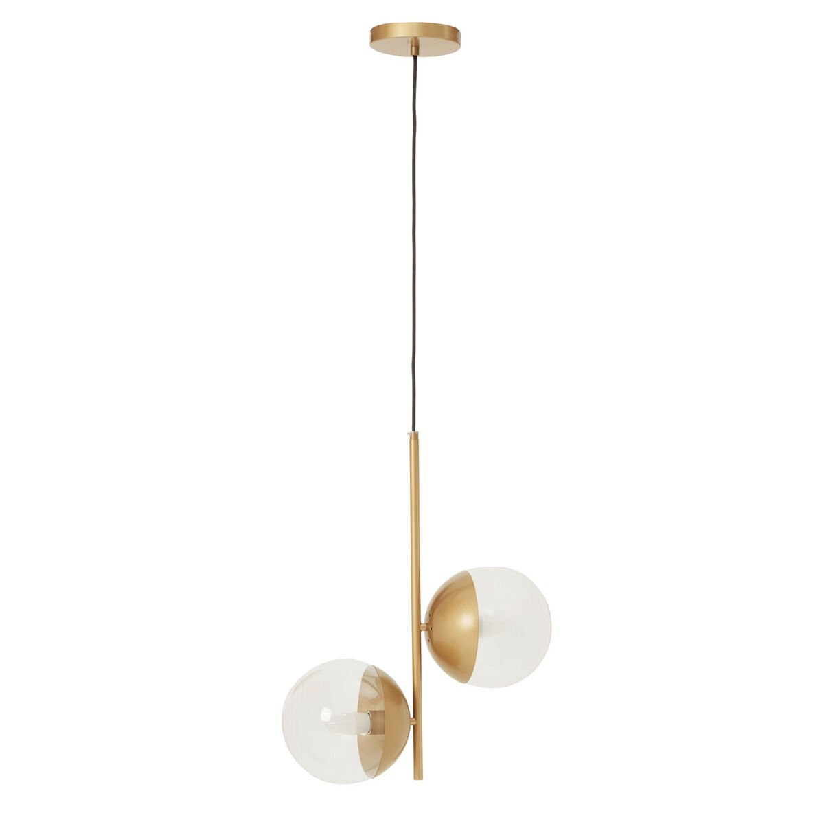 Orsina Revive Pendant Light With Two Glass Shades - Gold