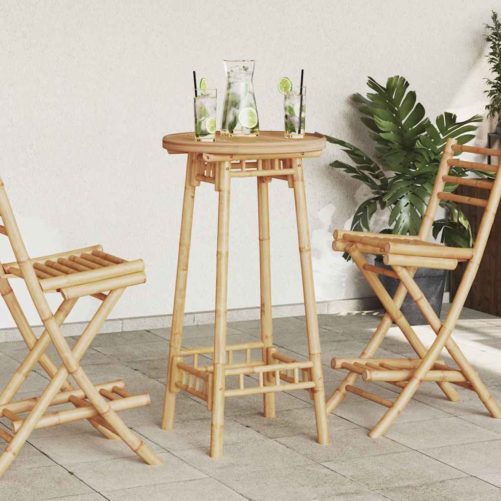 Walplus Outdoor Bar Table Round Bamboo - Brown - 55 x 100 cm