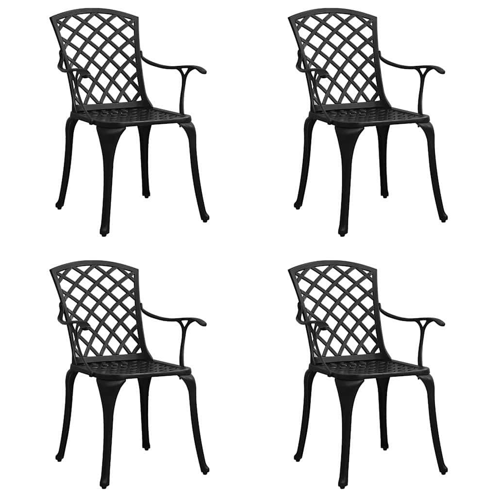 Walplus 4 Piece Cast Aluminium Garden Chairs - Black - 61 x 60 x 93 cm
