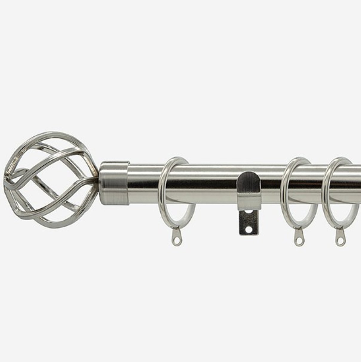 New Edge Blinds Stainless Steel 28mm Cage Fixed Metal Curtain Pole - 160cm