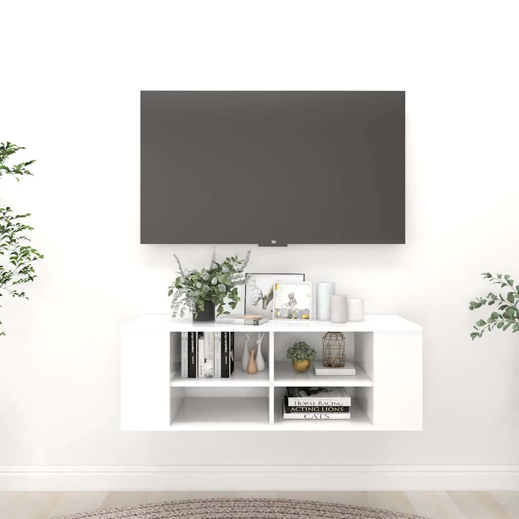 Walplus Engineered Wood TV Cabinet - White - 102 x 35 x 35 cm