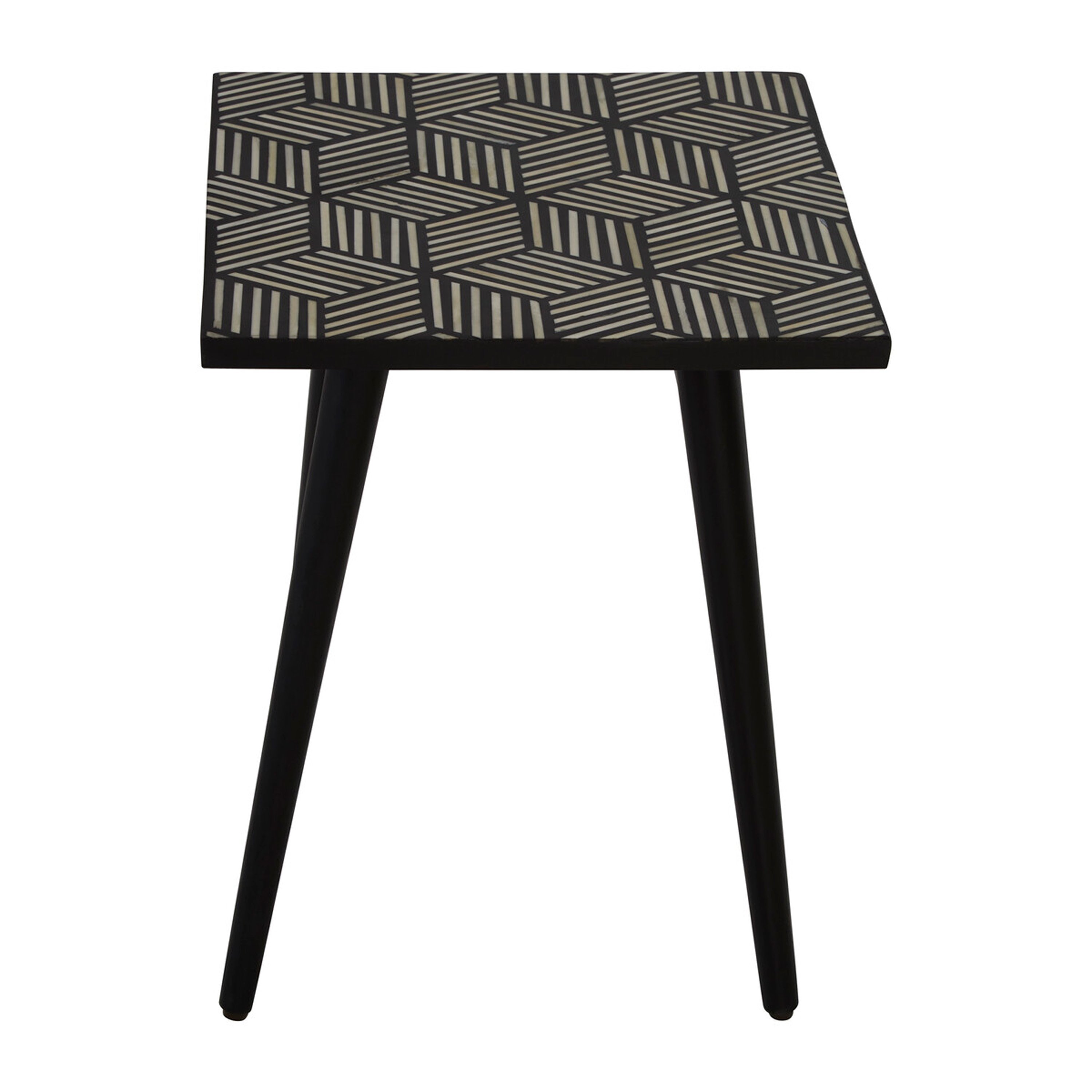 Orsina Acacia Wood Bone Inlay Side Table – Black and White