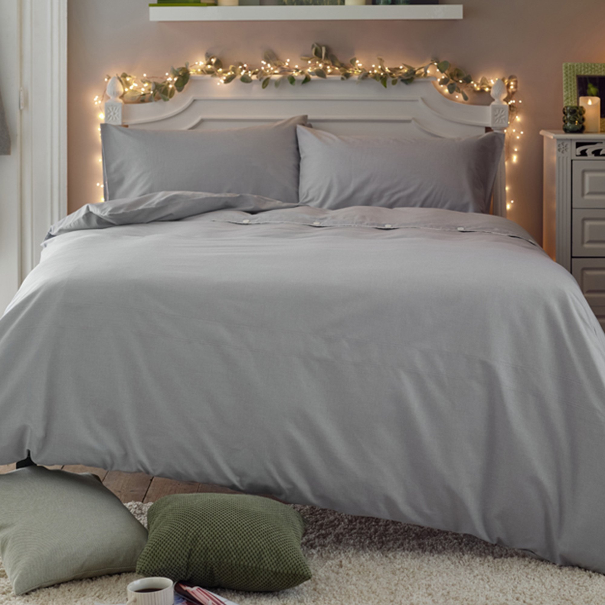 Deyongs Southwick Grey Floral Printed Duvet Set - Single
