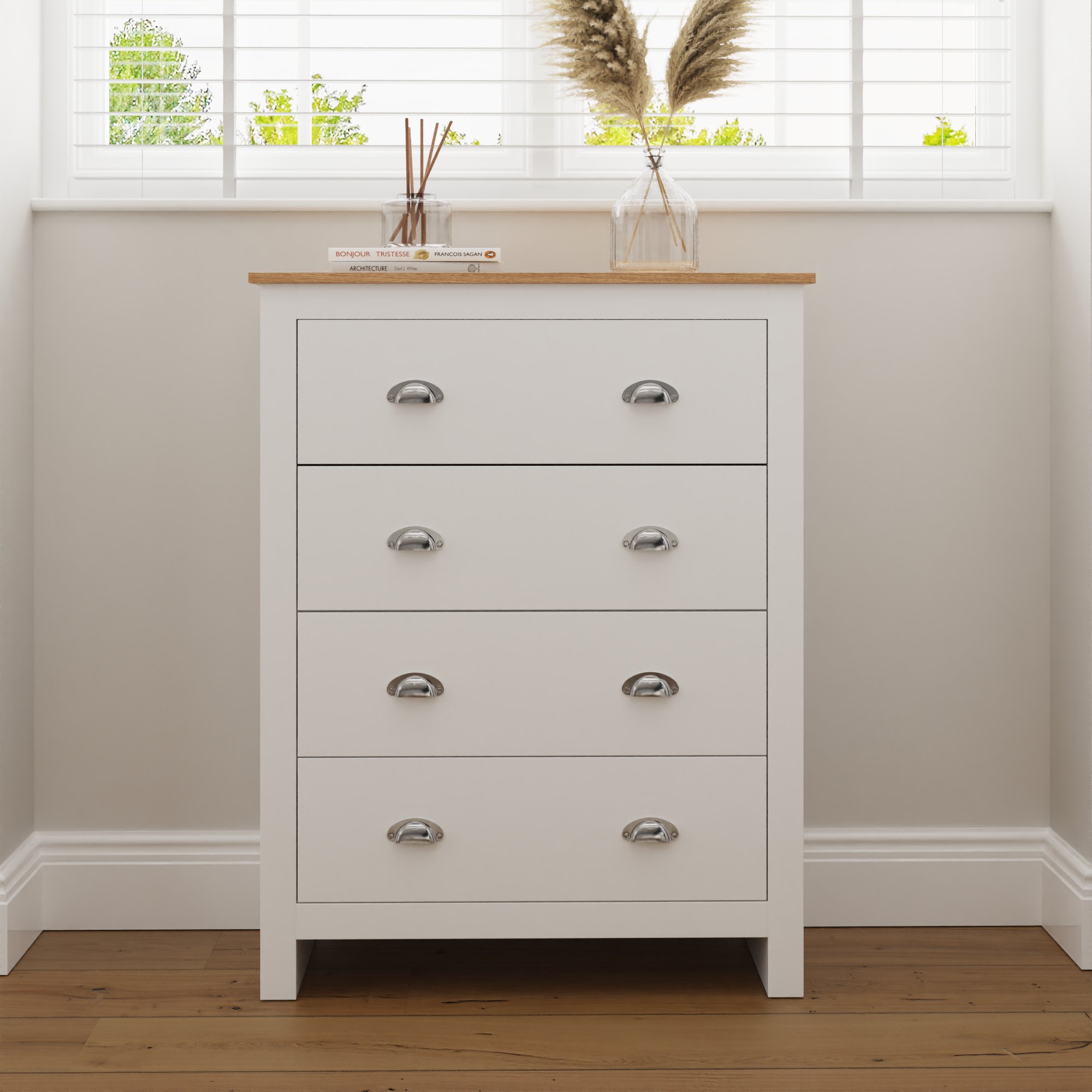 GFW Lancaster 4 Drawer Chest - White