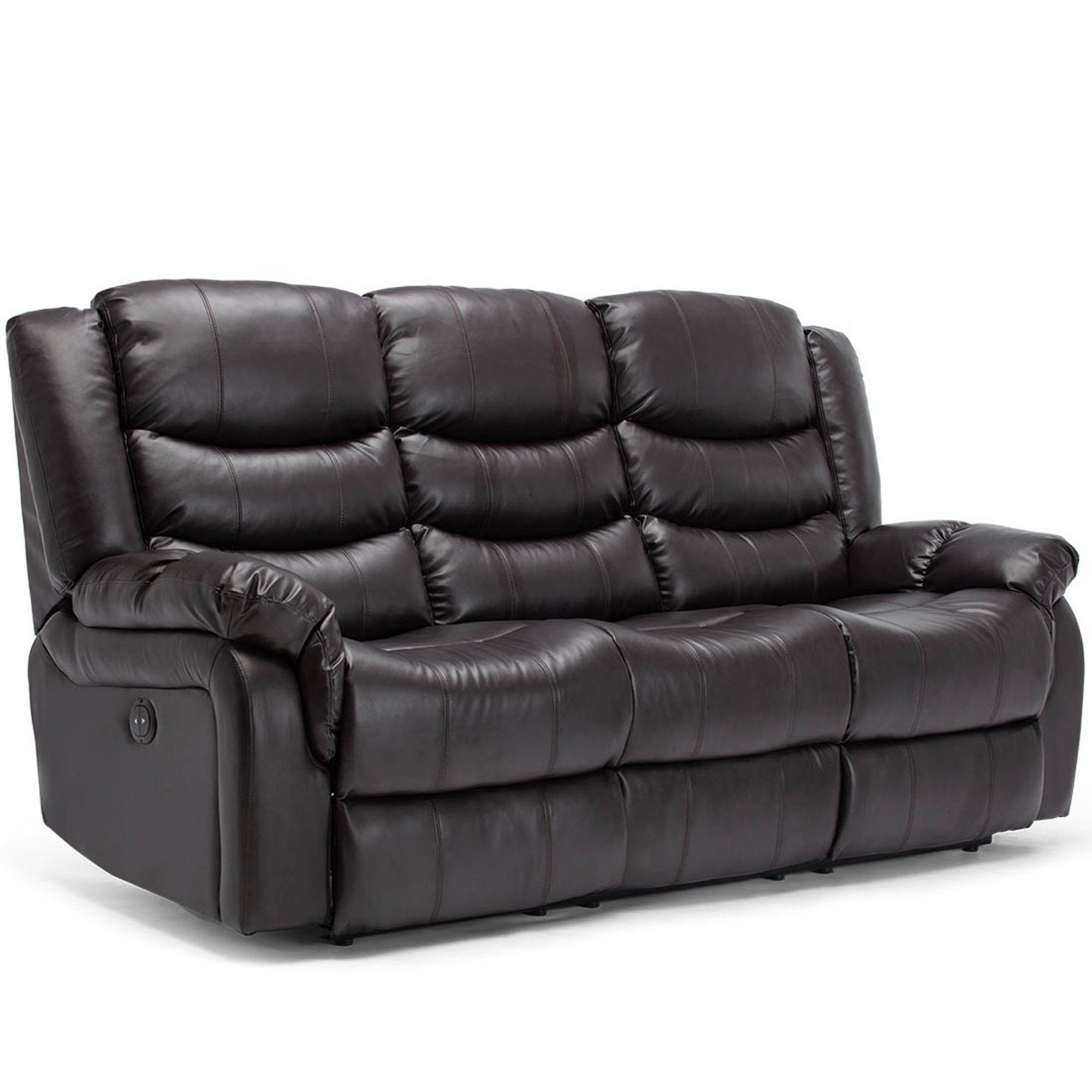 Furniture Online Seattle Electric Recliner 3 Seater Leather Sofa – Brown