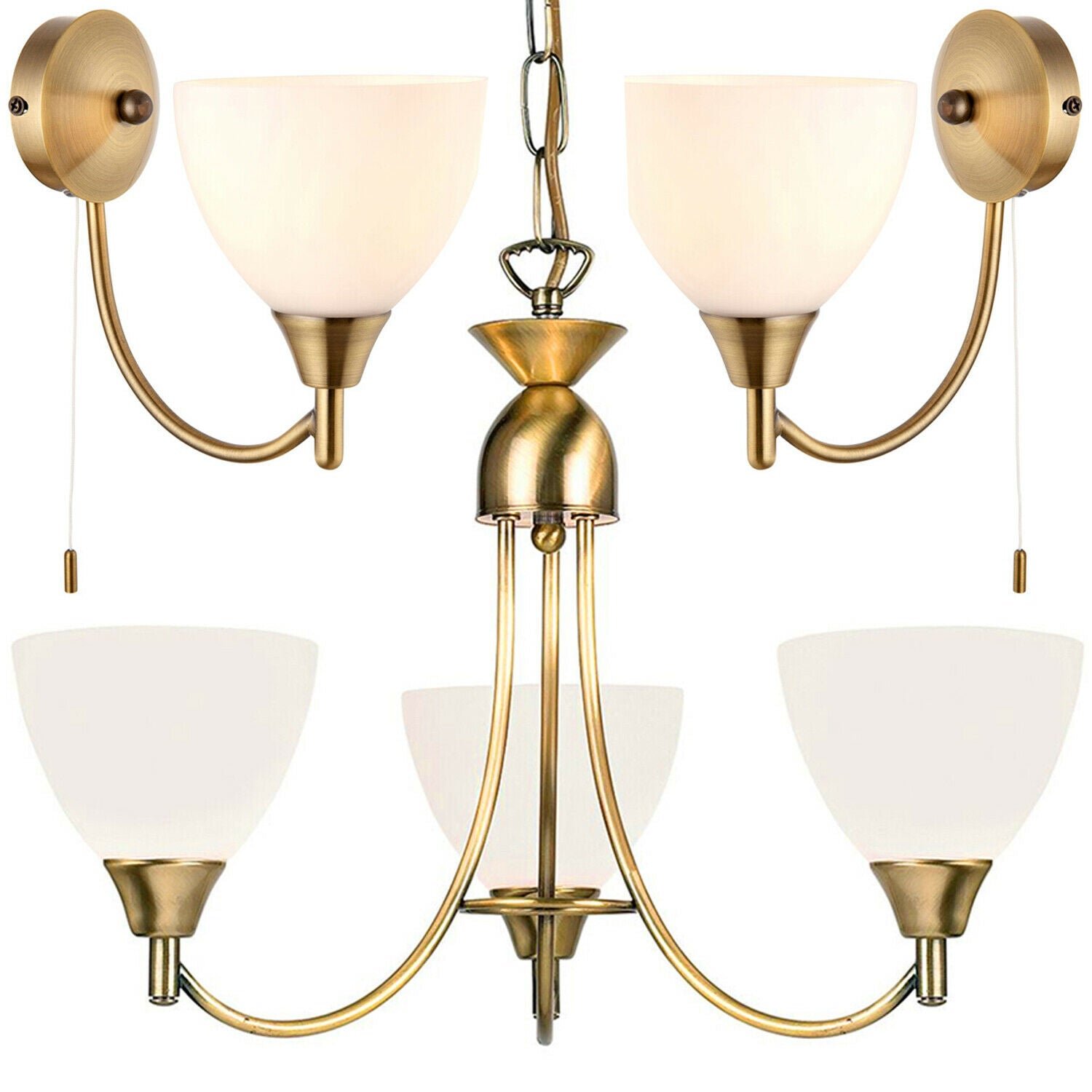 Loops Direct Steel and Glass Ceiling and Wall Lights - Antique Brass