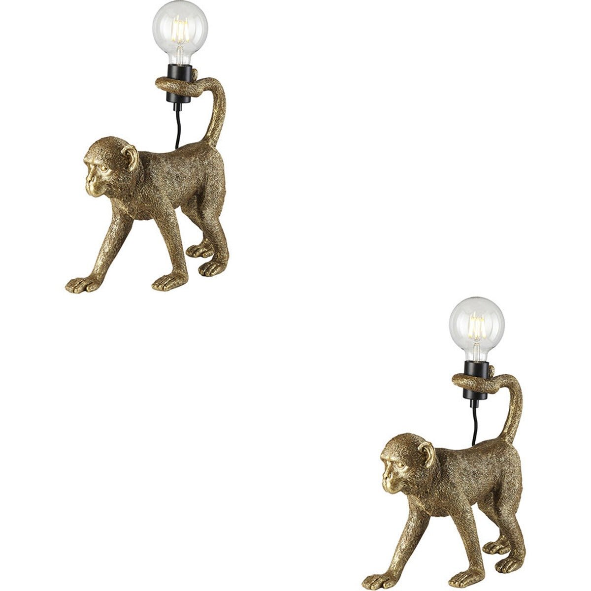Loops Direct Pack of 2 Resin Table Lamp - Vintage Gold and Matt Black
