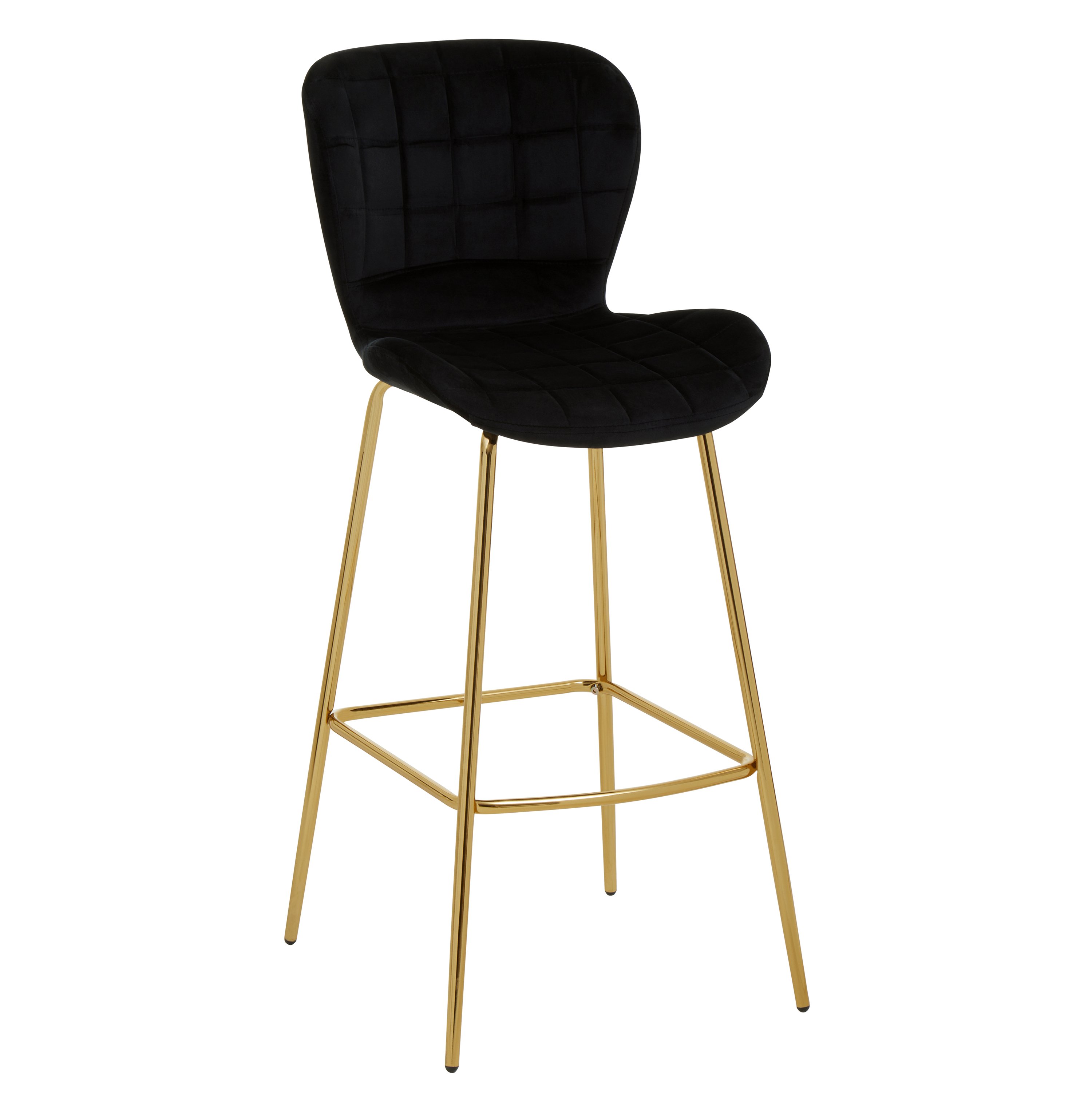 Orsina Warton Velvet Bar Chair – Black & Gold