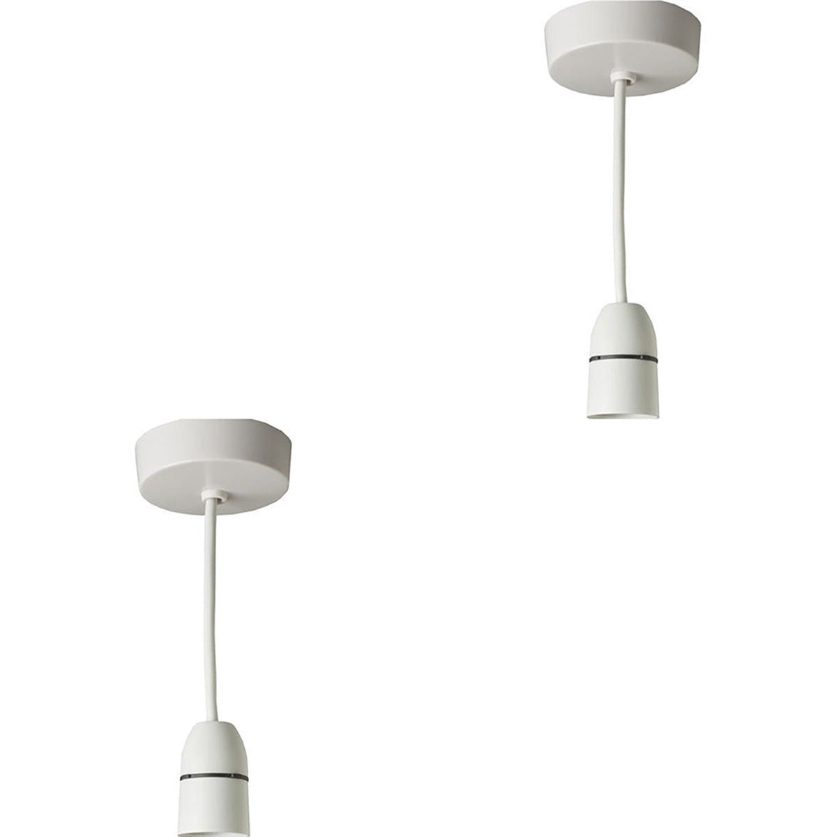 Loops Direct Set of 2 Plastic Ceiling Rose Pendant Light Holder - White