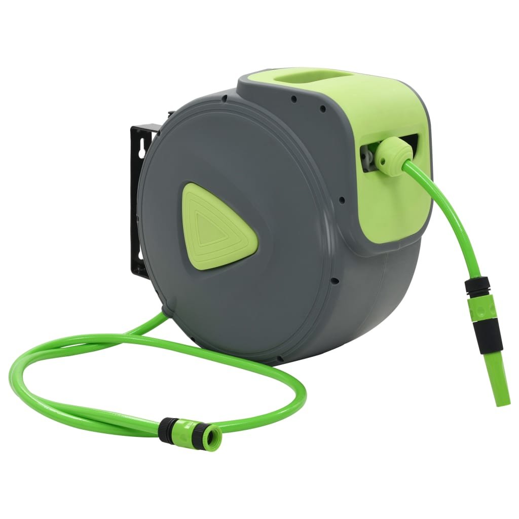 Walplus Automatic Retractable Water Hose Reel Wall - Green and Grey - 200 cm