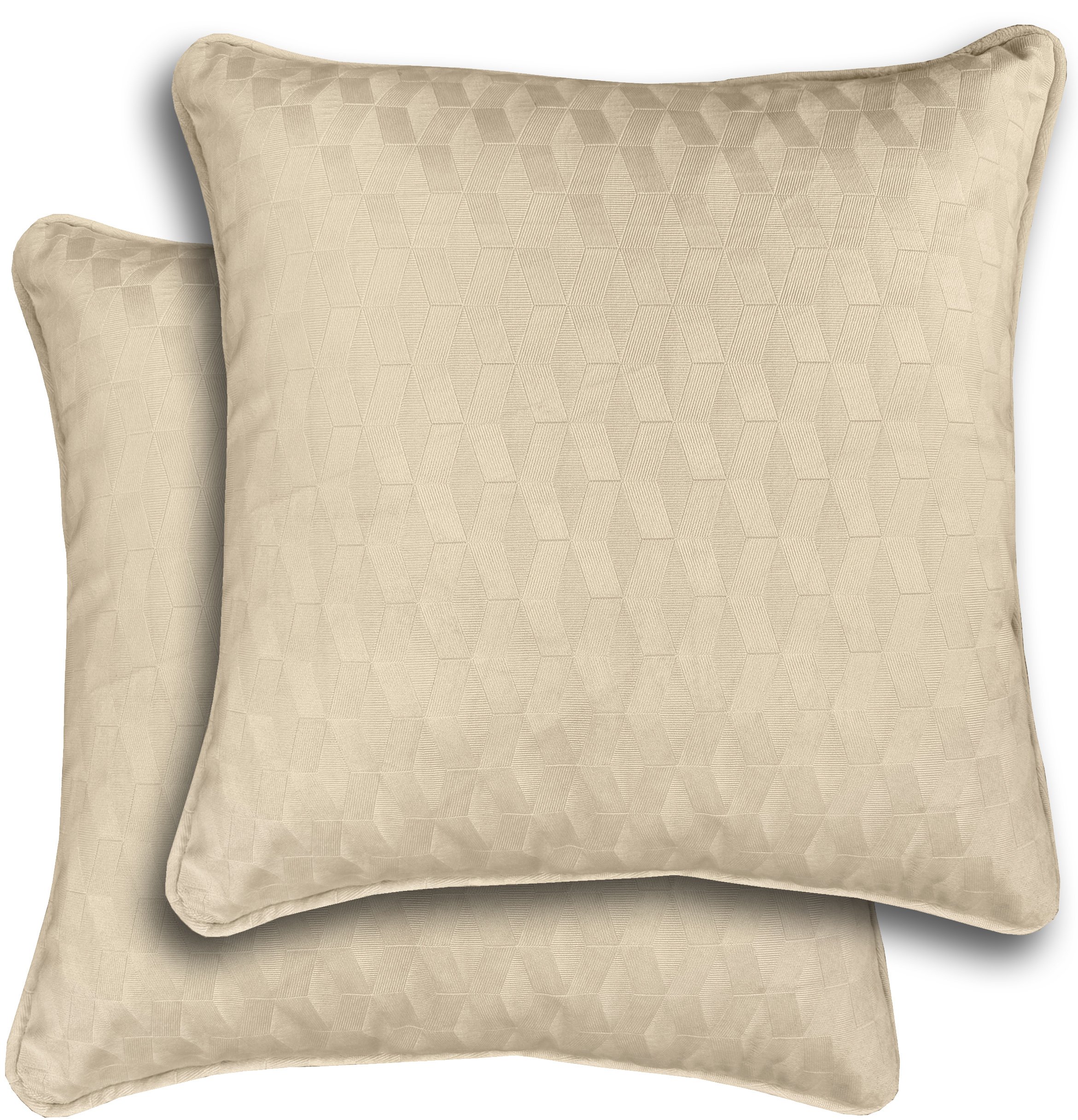 Enhanced Living Tokyo Geometric Embossed Cushion Covers - 43 x 43cm - Cream