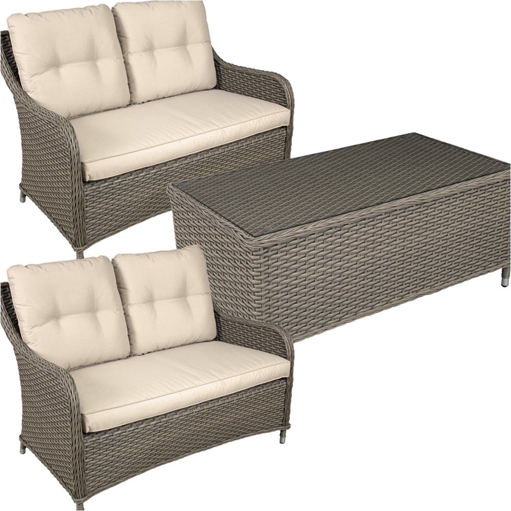 Loops Direct 4 Seater PE Rattan Garden Sofa Set - Natural