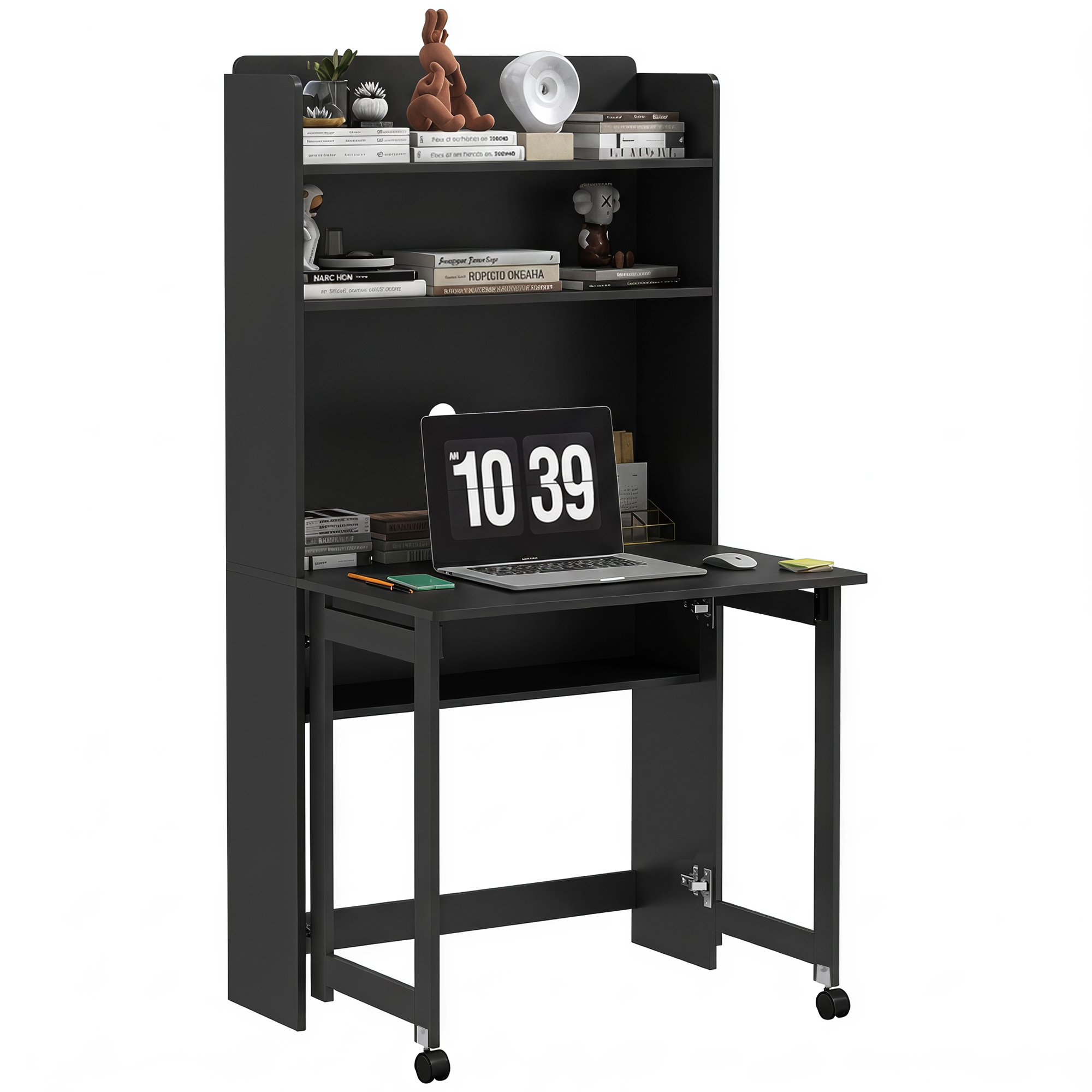 HOMCOM Foldable Desktop Study Table Workstation - Black