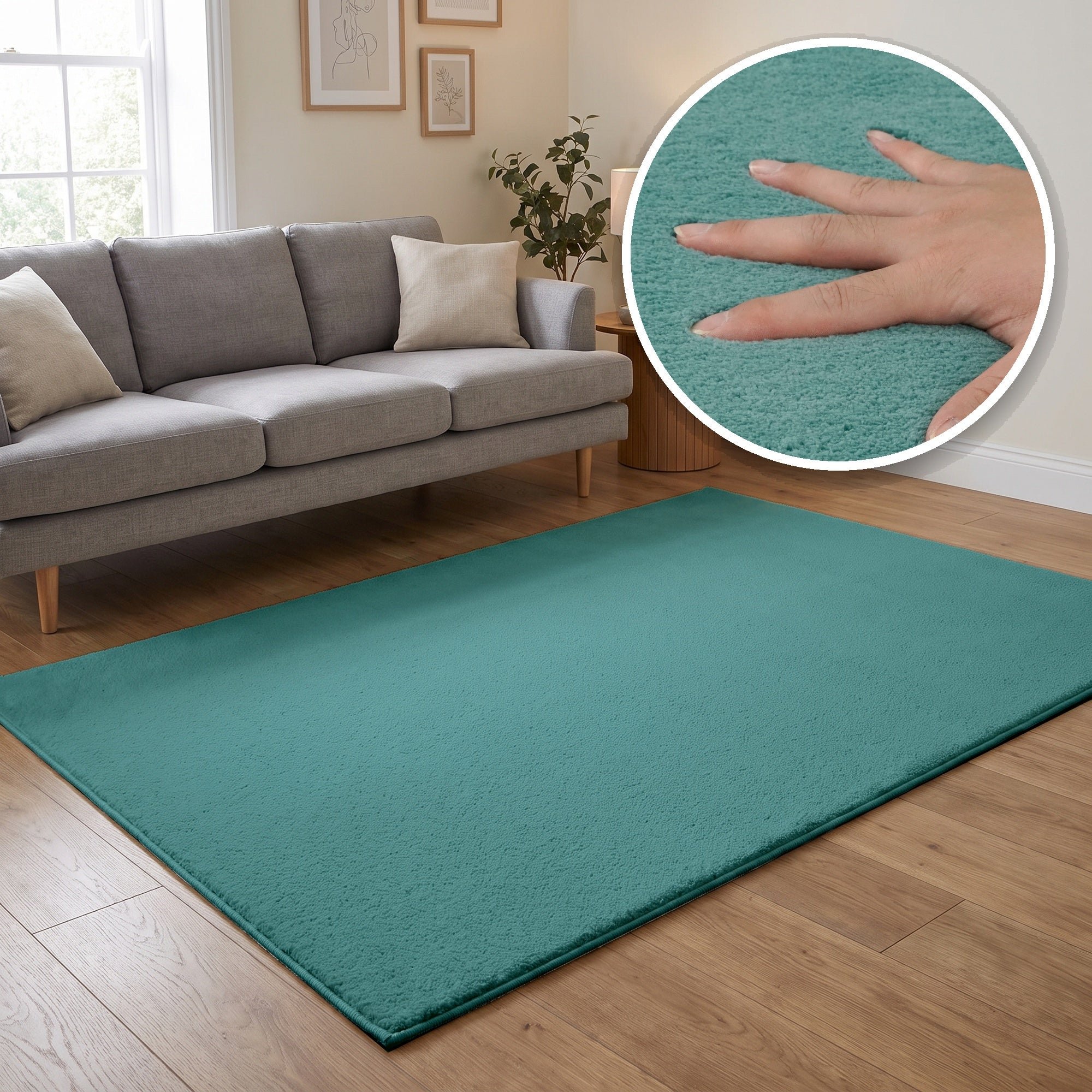 The Rugs Duck Egg Blue Washmellow Plain Washable Non Slip Rug - 50 x 80cm
