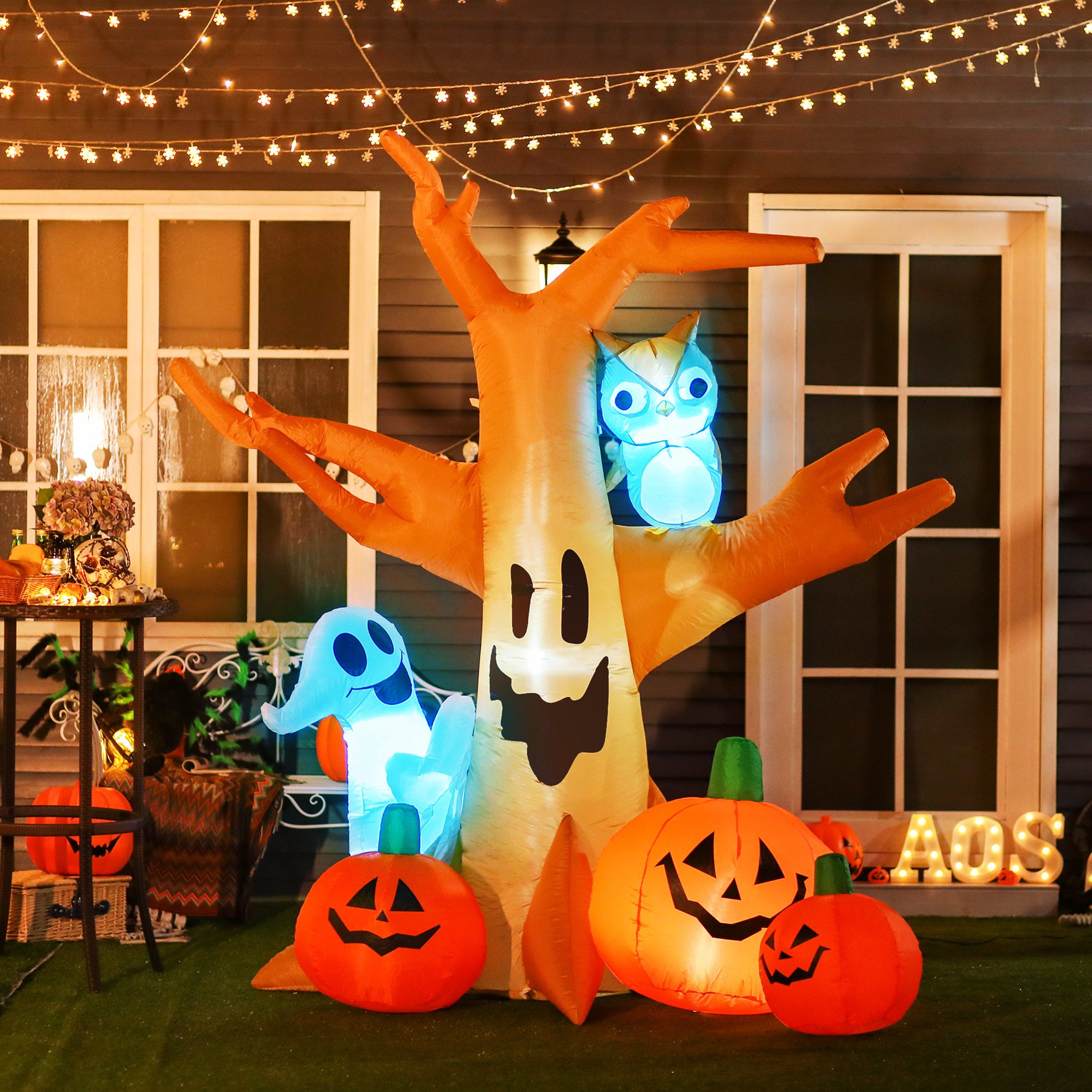 HOMCOM 8ft Halloween Ghost Tree Inflatable Decoration