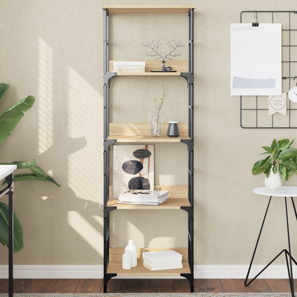 Walplus Engineered Wood Bookshelf - Light Oak - 50 x 33 x 153 cm