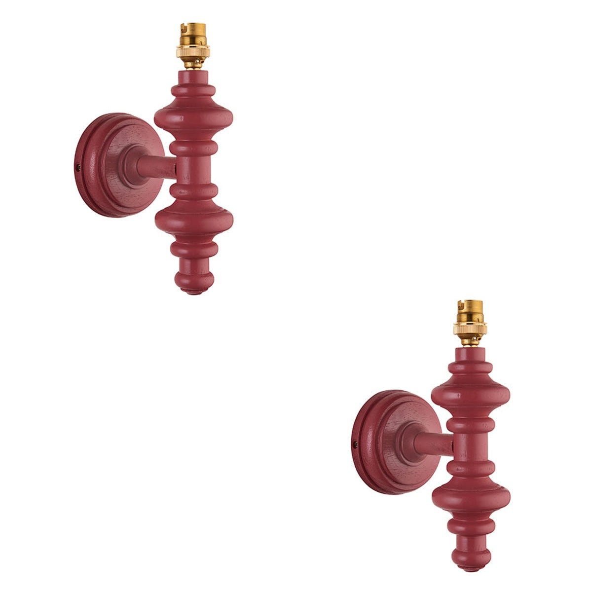 Loops Direct Pack of 2 Wooden Turned Wall Light - Satin Pink Clay