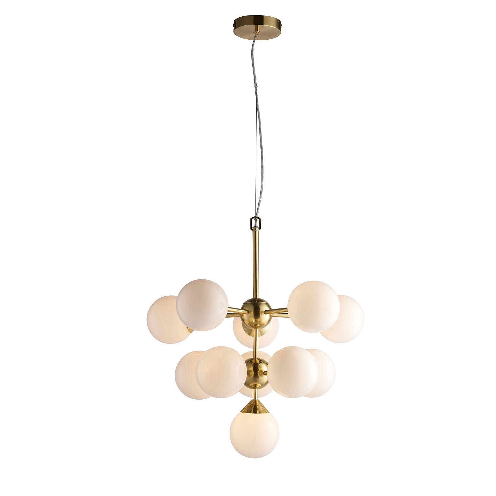 Loops Direct Ceiling Pendant Light - Satin Brass and Gloss White