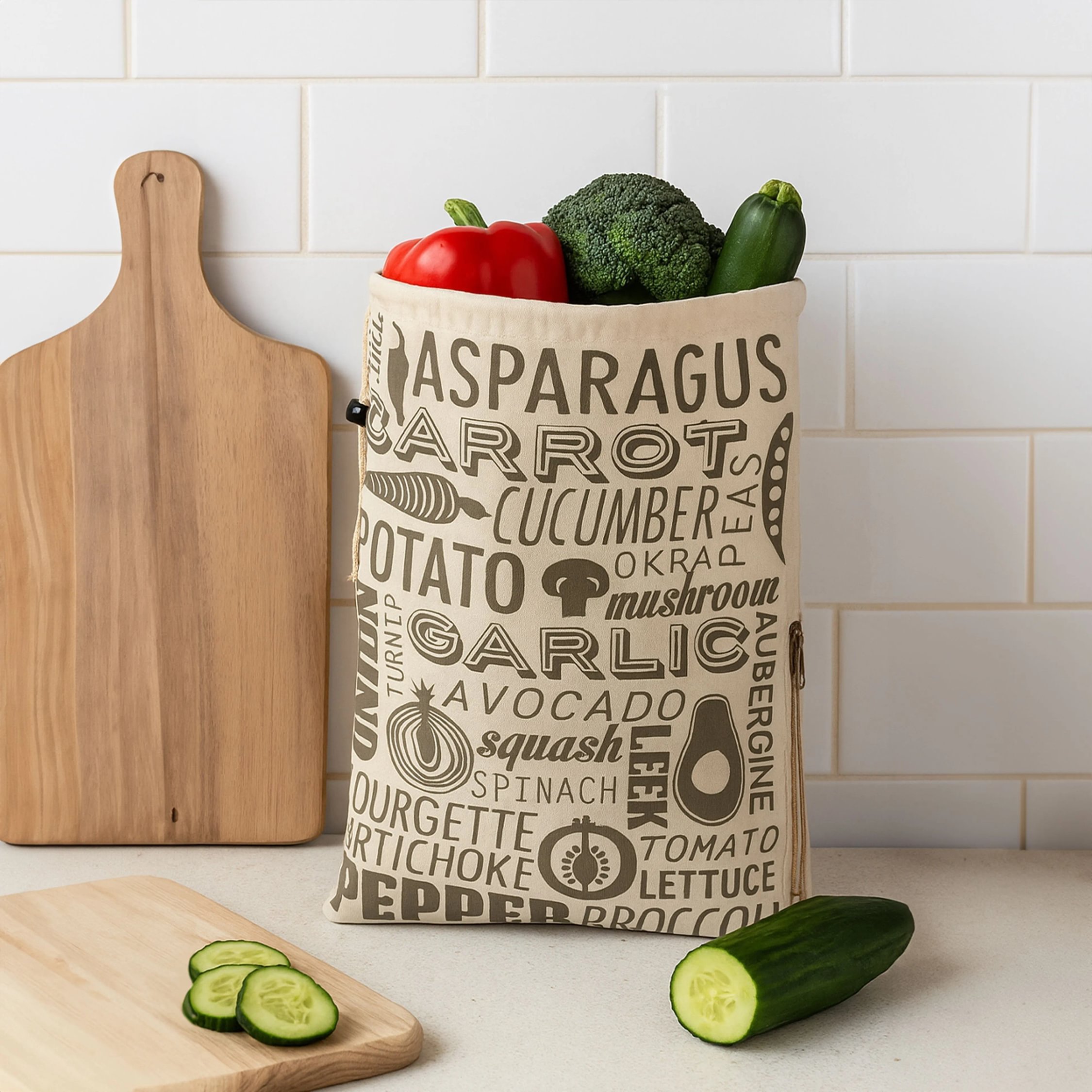 Orsina Porter Vegetable Bag – Grey and Natural
