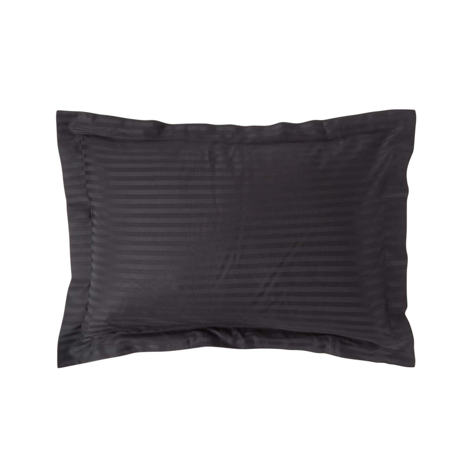 Homescapes Egyptian Cotton Satin Stripe Oxford Pillowcase - Black
