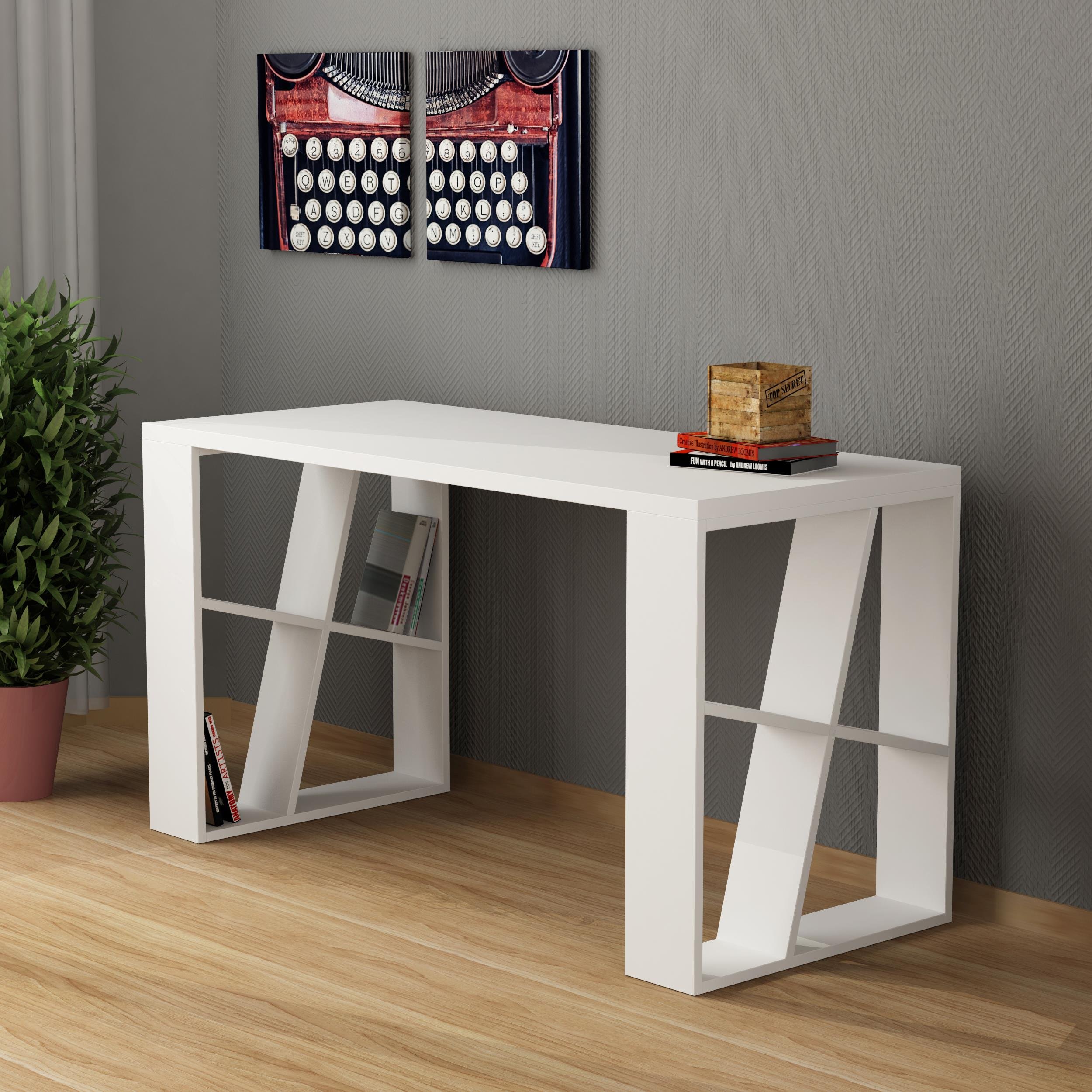 Decortie Honey Particleboard Desk - White