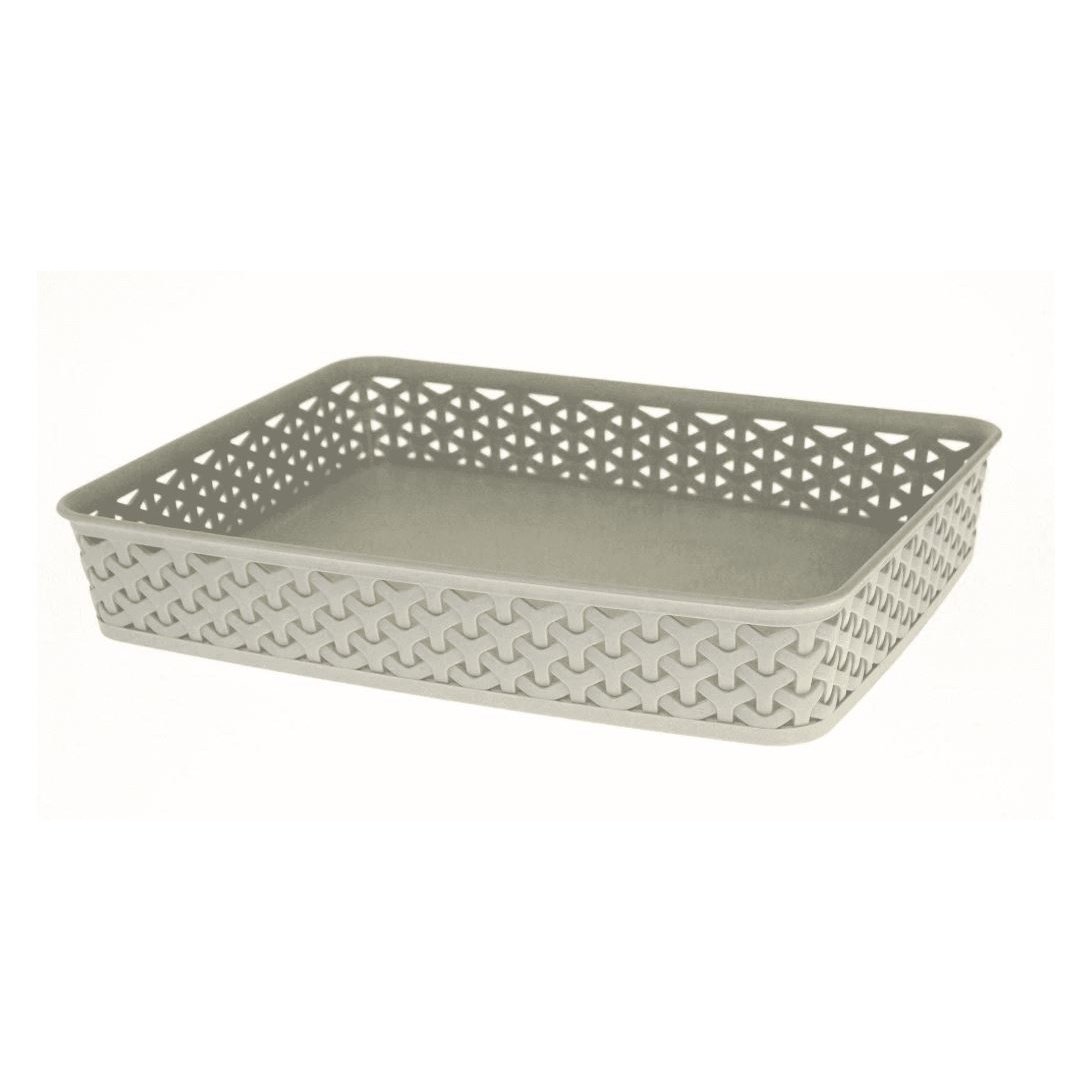 Curver Rattan A4 Wicker Storage Tray - Grey