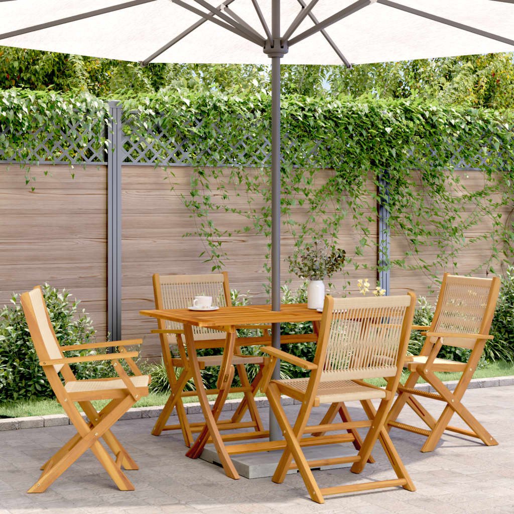 Walplus 4 Piece Wood Folding Chairs - Beige - 54 x 57 x 91 cm