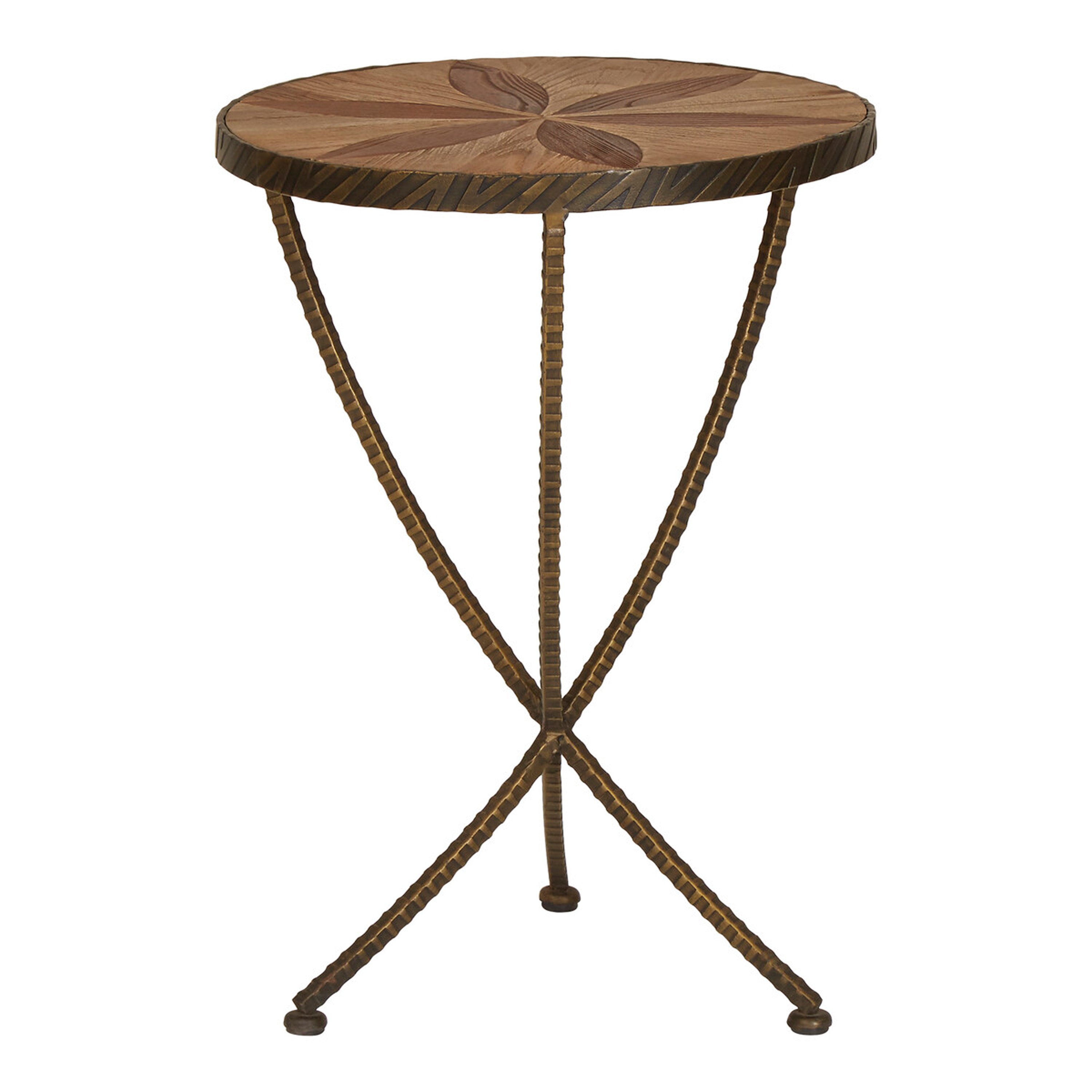 Orsina Elmo Elm Wood and Iron Small Side Table – Brown