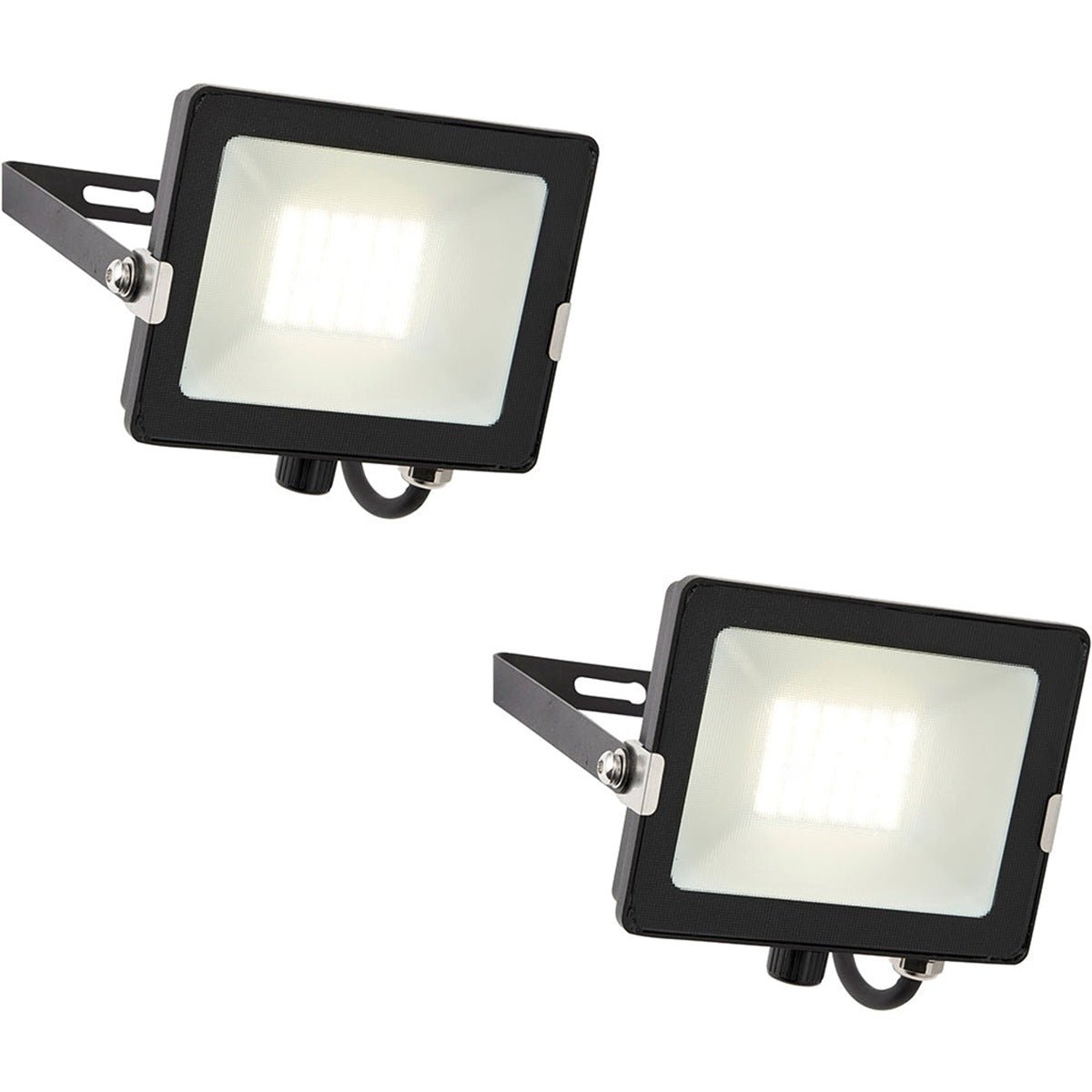 Loops Direct Pack of 2 30W Die Cast Aluminium LED Floodlight - Matt Black