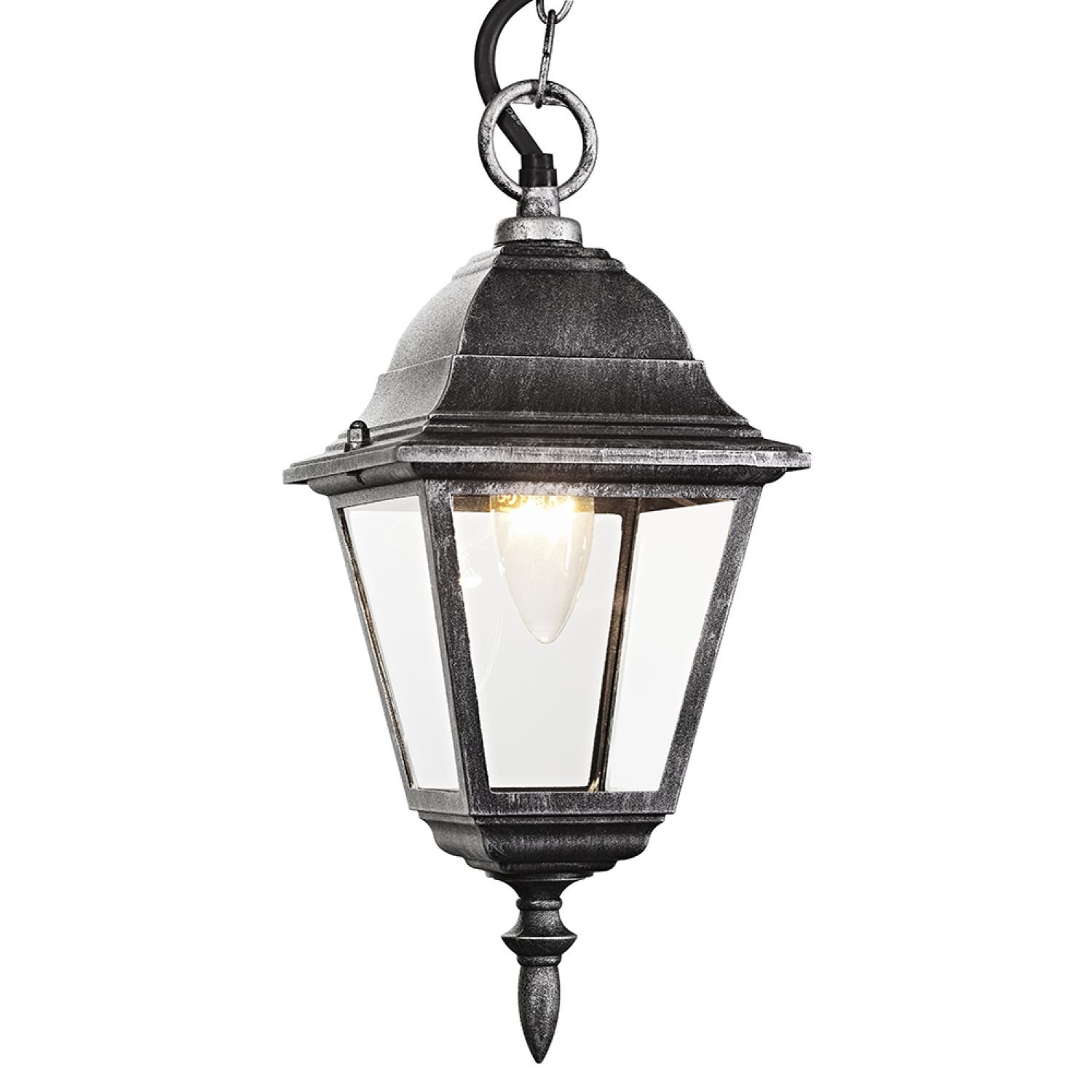 Happy Homewares Black Silver Cast Aluminium IP44 Outdoor Porch Light - 14cm