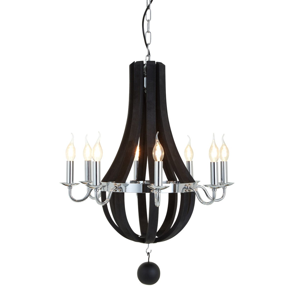 Orsina 8 Bulb Curved Chandelier - Black