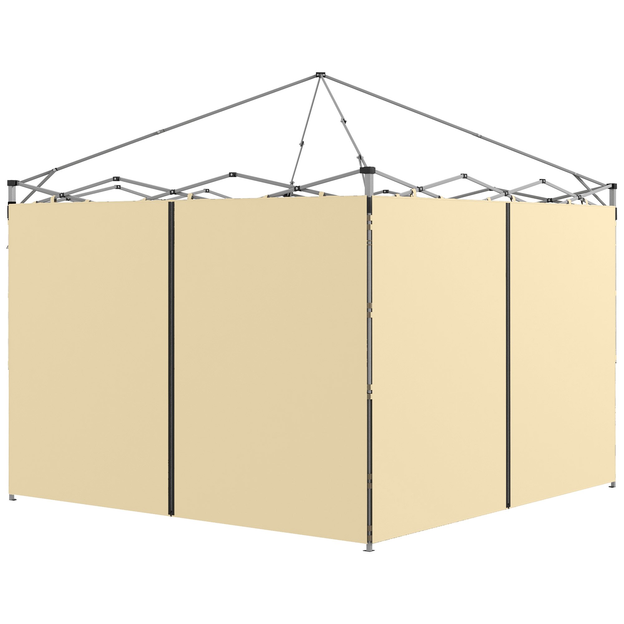 Outsunny Gazebo Canopy Cover with Zipped Doors and Side Panels - Beige