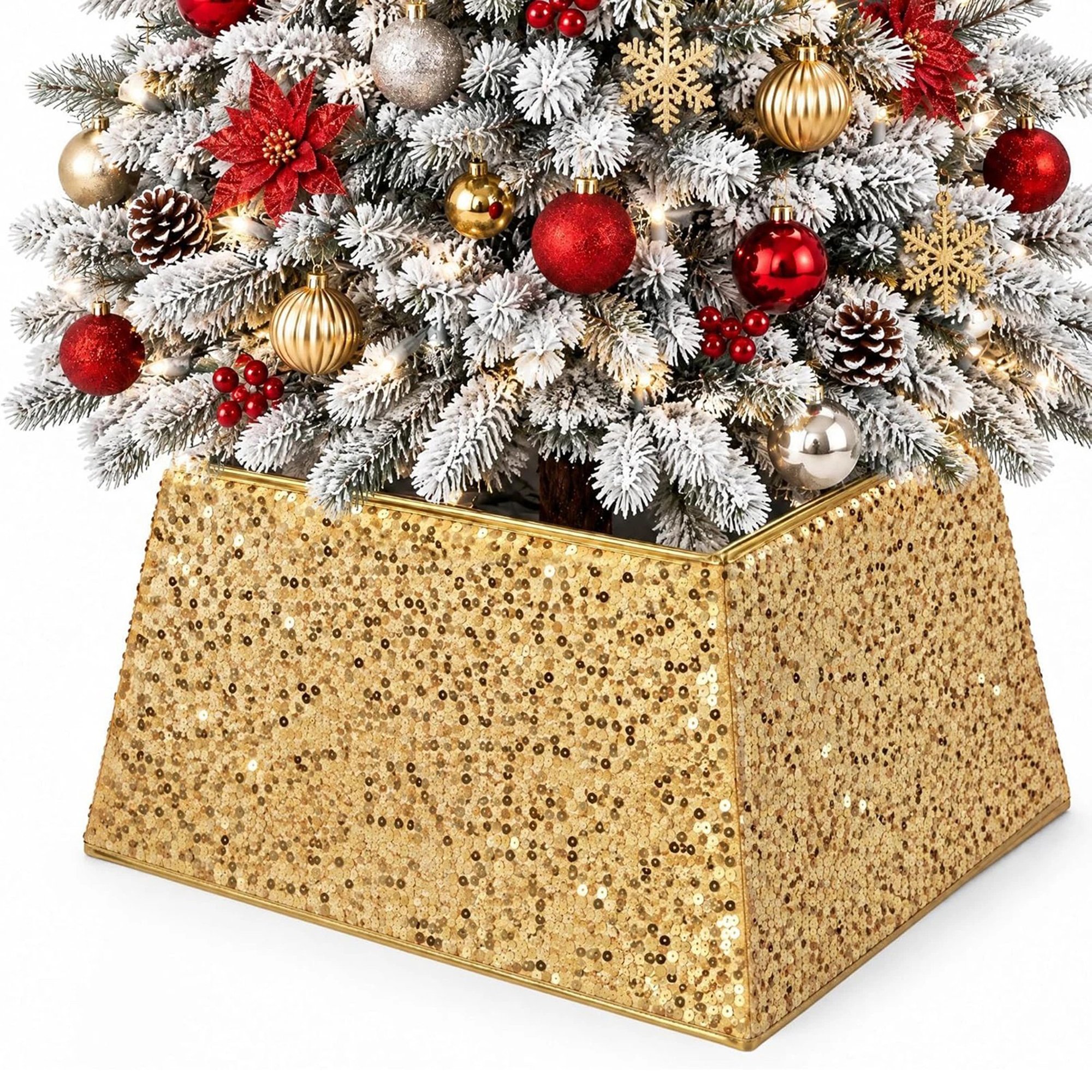 My Christmas Square Folding Christmas Tree Skirt - Gold