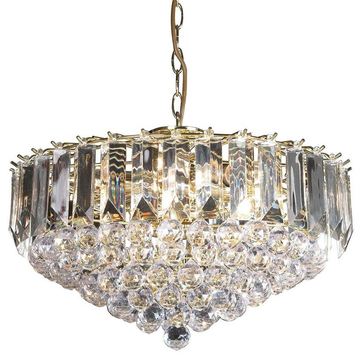 Loops Direct Steel Acrylic 6 Light Ceiling Pendant - Brass Plate