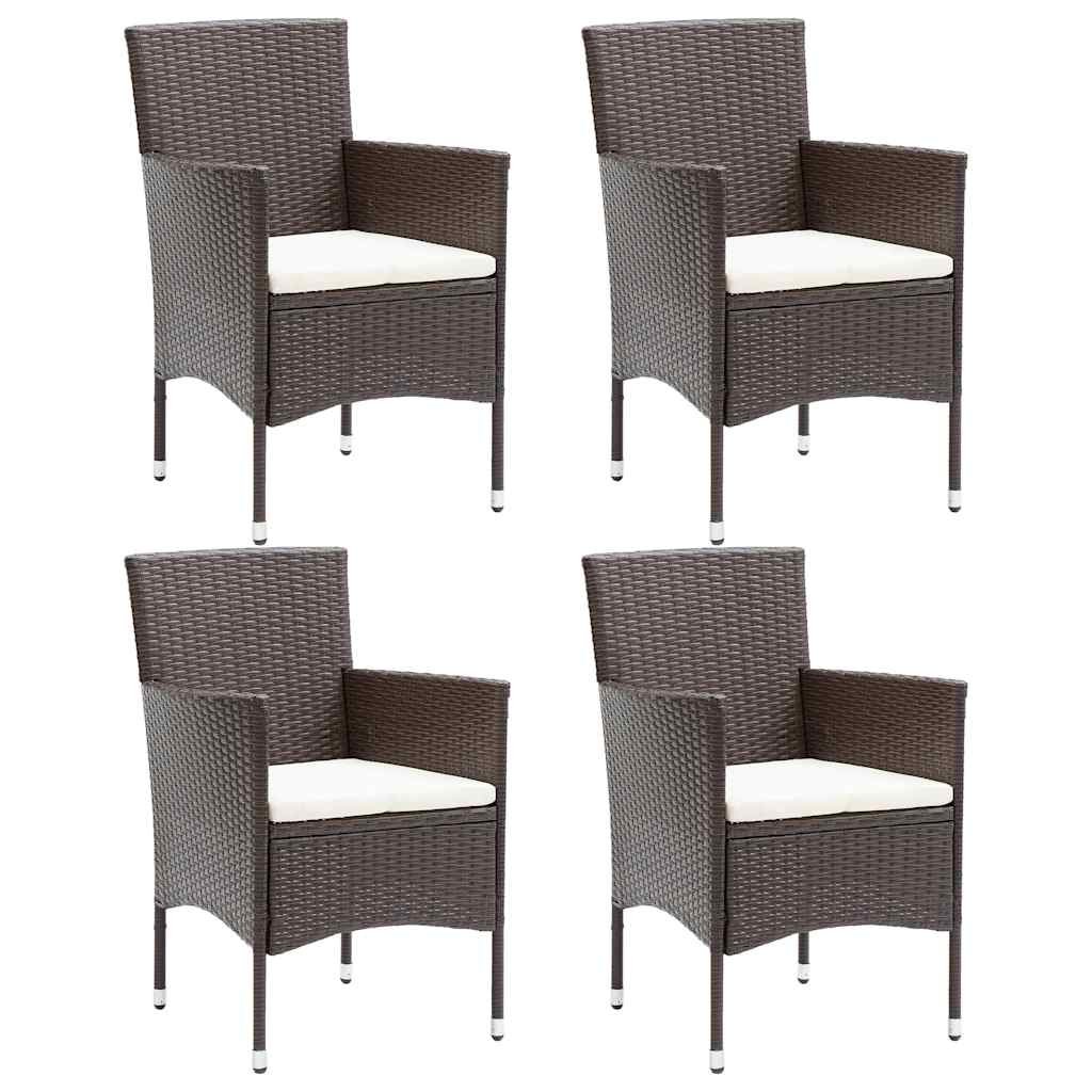 Walplus 4 Piece Poly Rattan Garden Dining Chairs - Brown - 53 x 58 x 84 cm