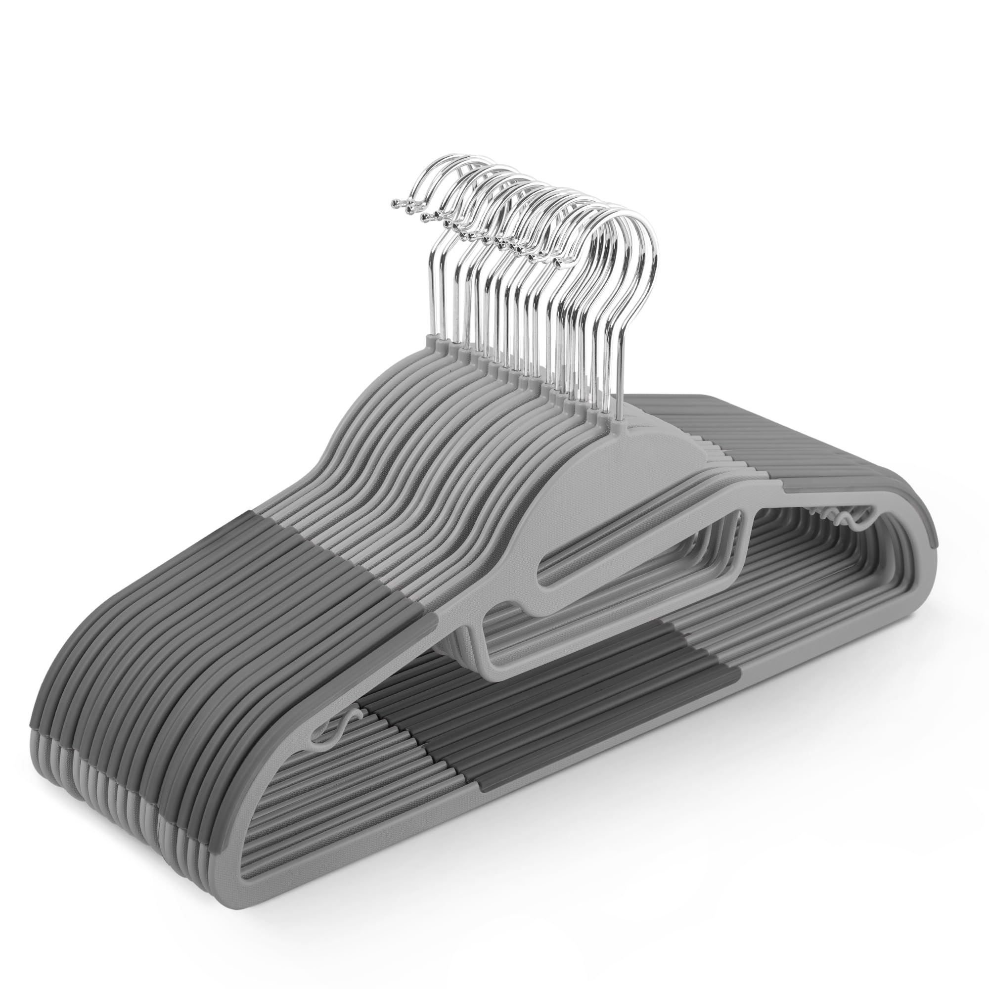 Keplin Dark Grey Non-Slip Slimline Swivel Hook Clothes Hangers - Pack of 30