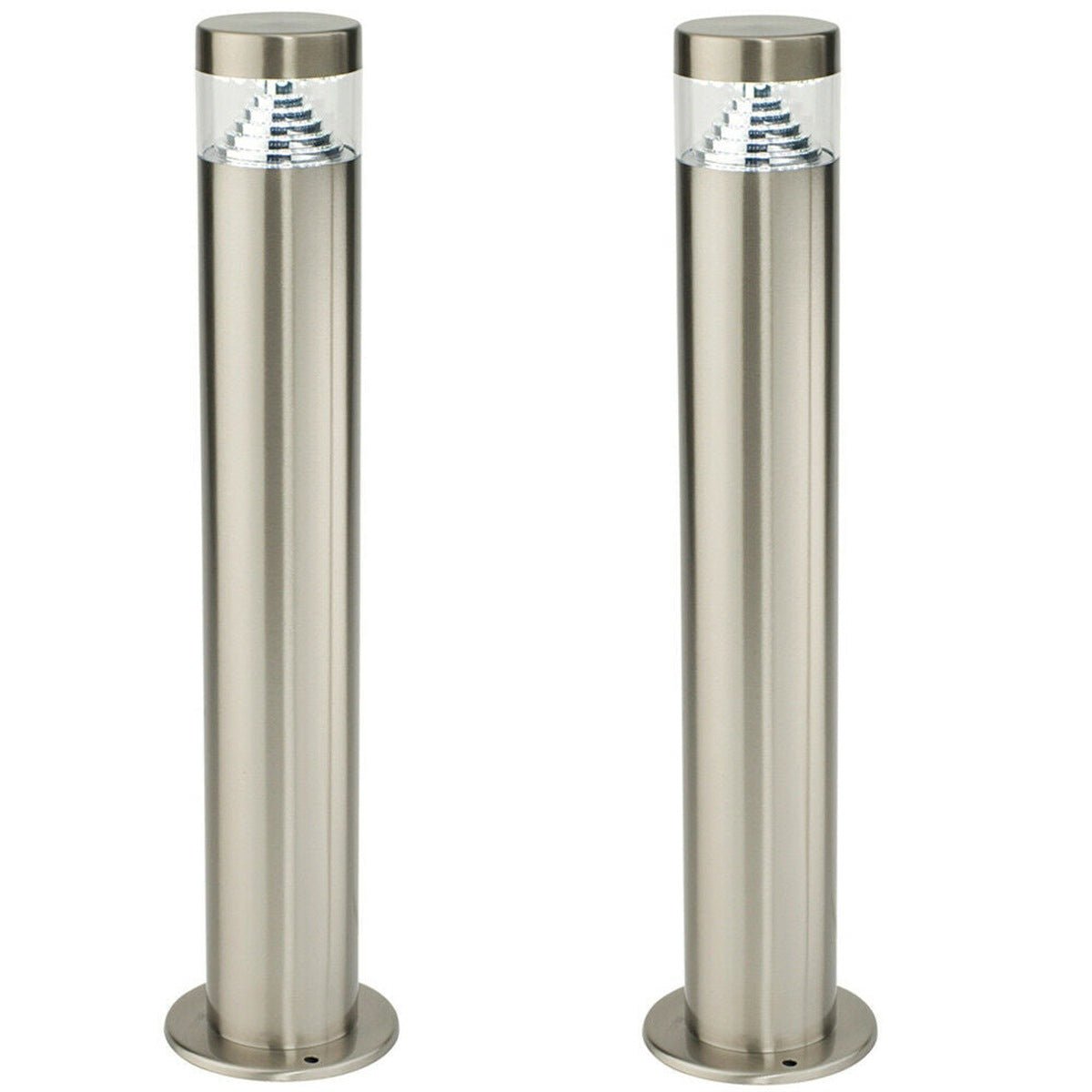 Loops Direct Pack of 2 12cm LED Pyramid Outdoor Bollard Light - Stainless Steel