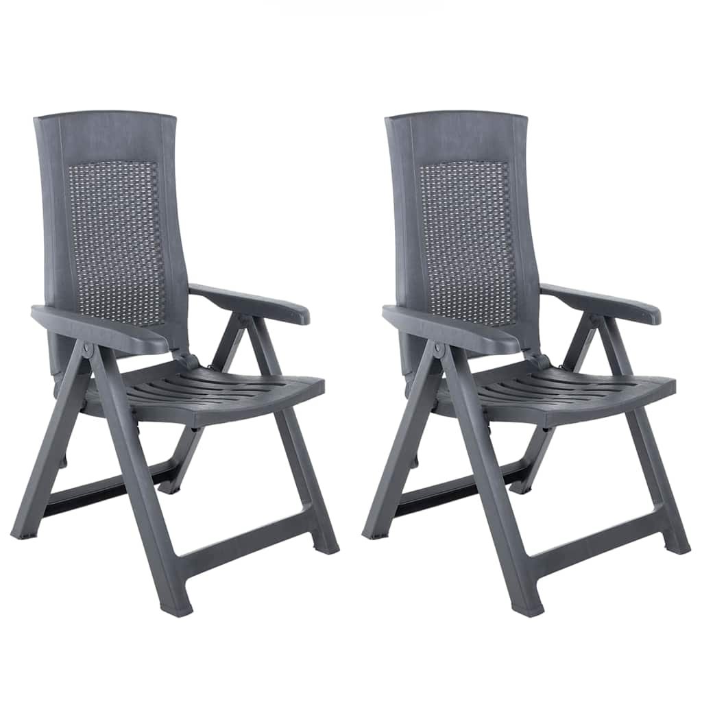 Walplus 2 Piece Plastic Reclining Folding Chairs - Anthracite