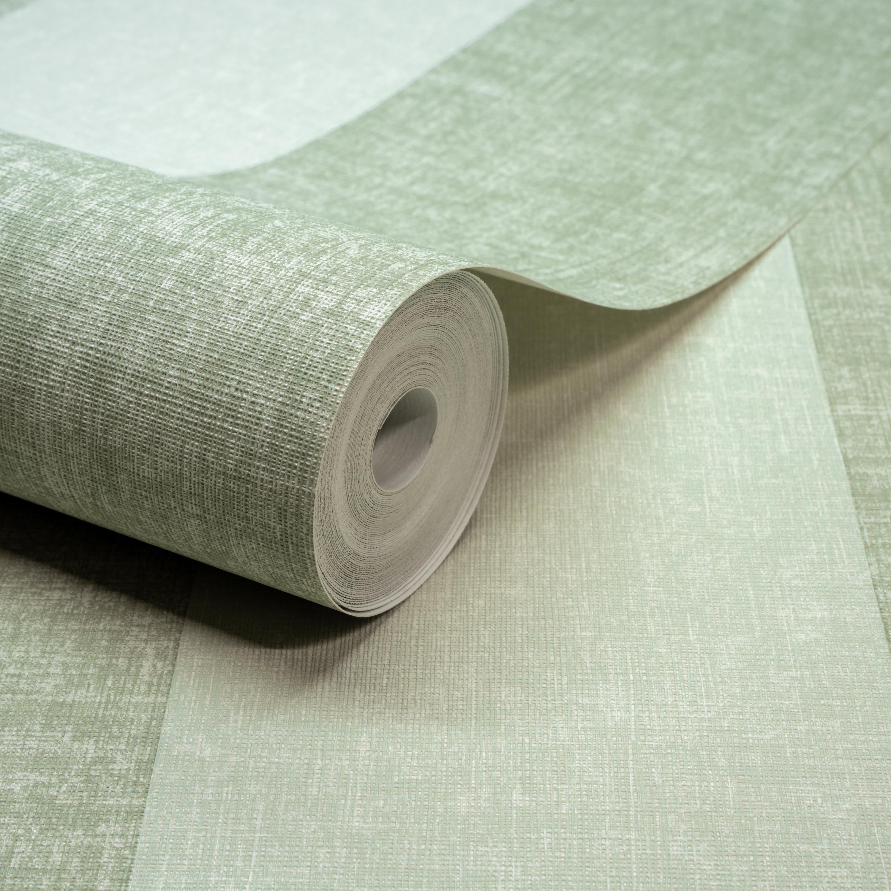 Grandeco Margritte Distressed Textured Wide Stripe Wallpaper - Green