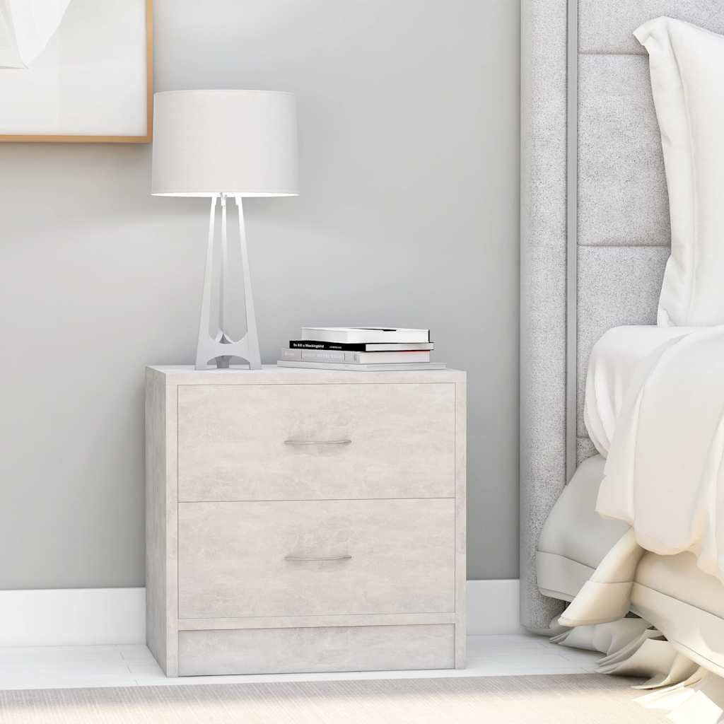 Walplus 2 Drawer Bedside Cabinet - Stone Grey - 40 x 30 x 40 cm