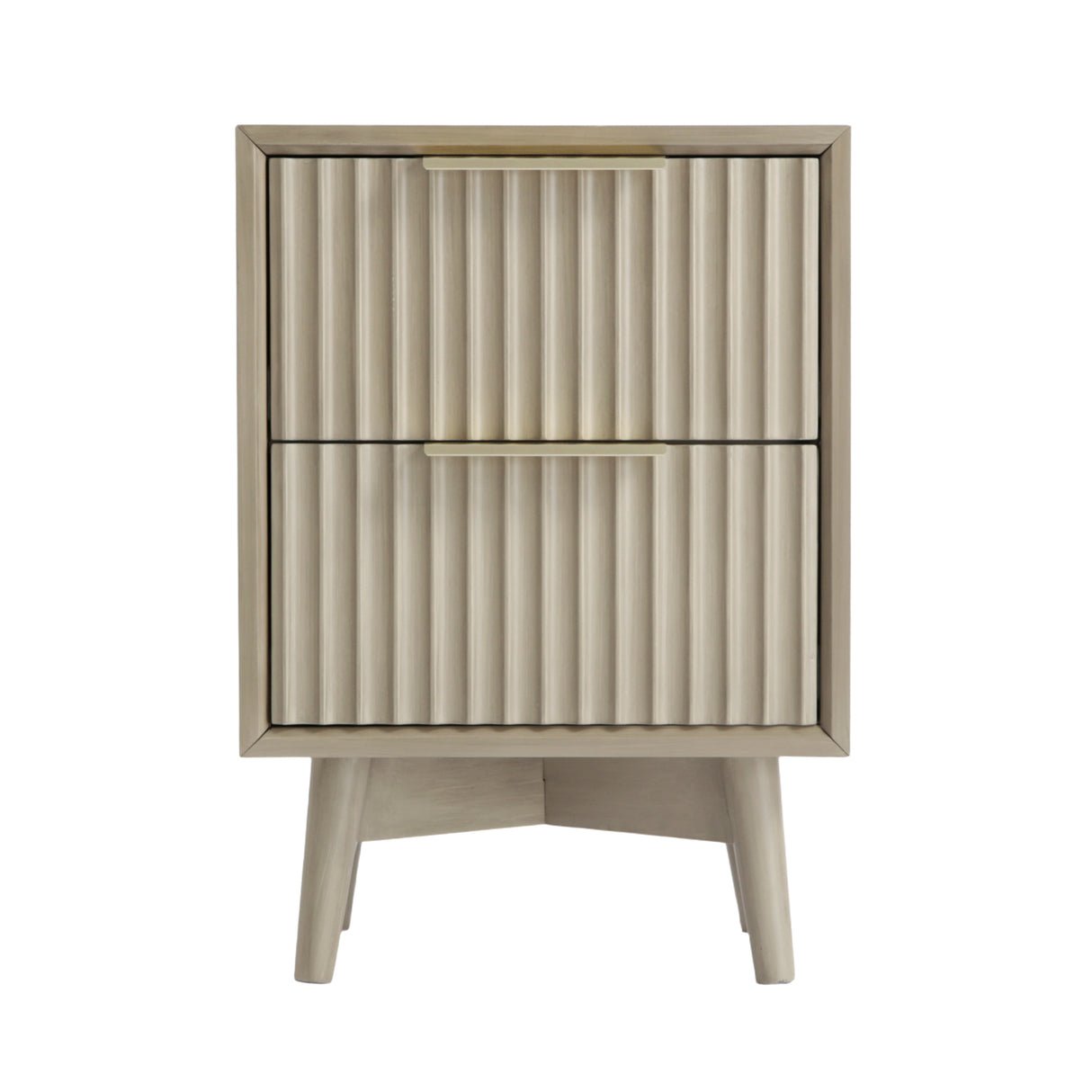 HomeGardenDirect Monza Fluted 2 Drawer Bedside Table - Pale Ash