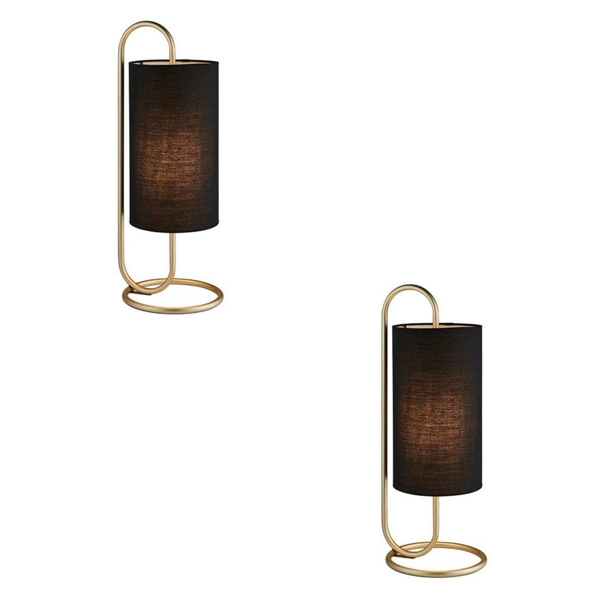 Loops Direct Pack of 2 Steel and Fabric Table Lamp - Antique Brass Black